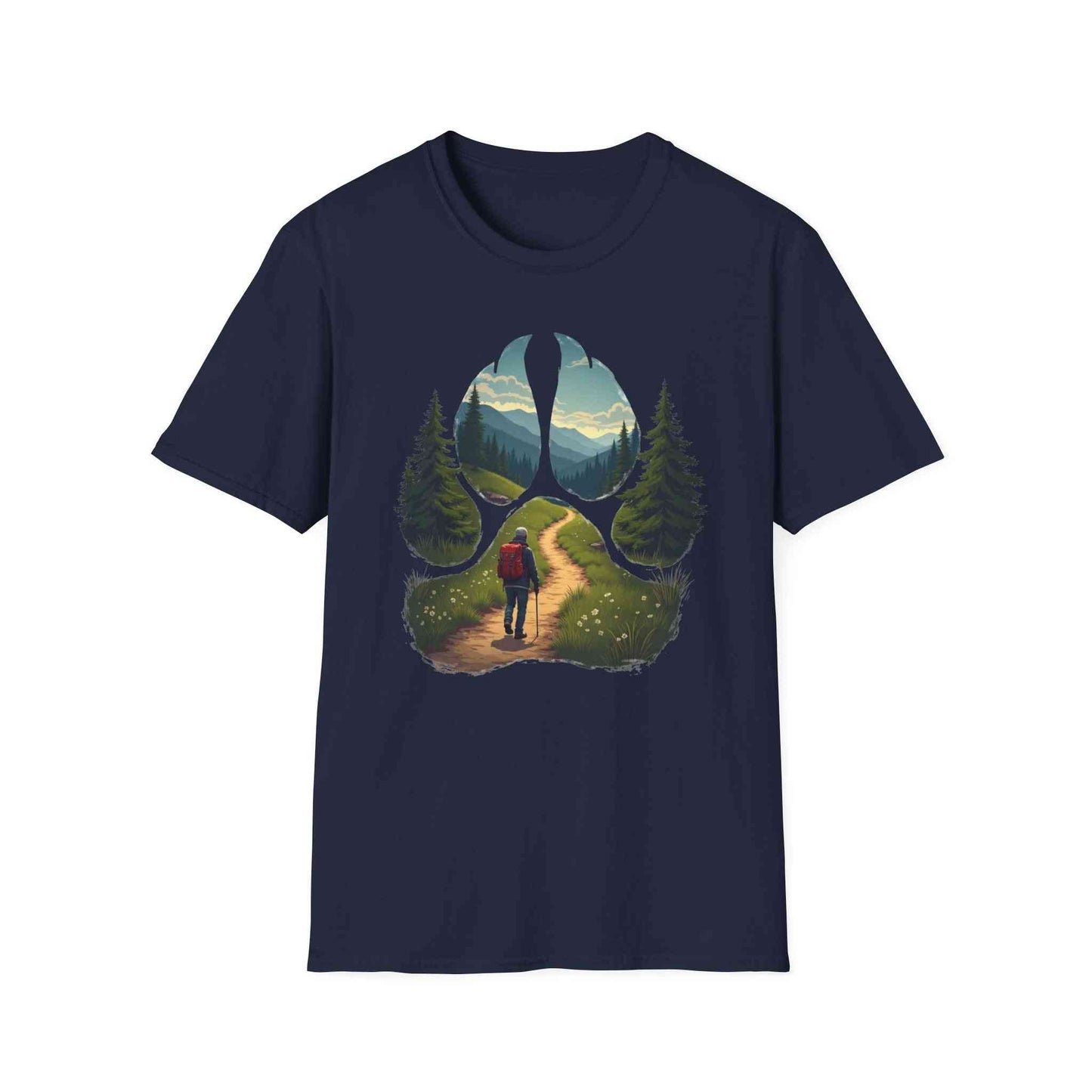 Nature Paw-Inspired Adventure T-Shirt, Hiking Gift, Eco-Friendly Tee, Outdoor Lover Shirt, Nature Lover Apparel, Animal Paw Print Shirt