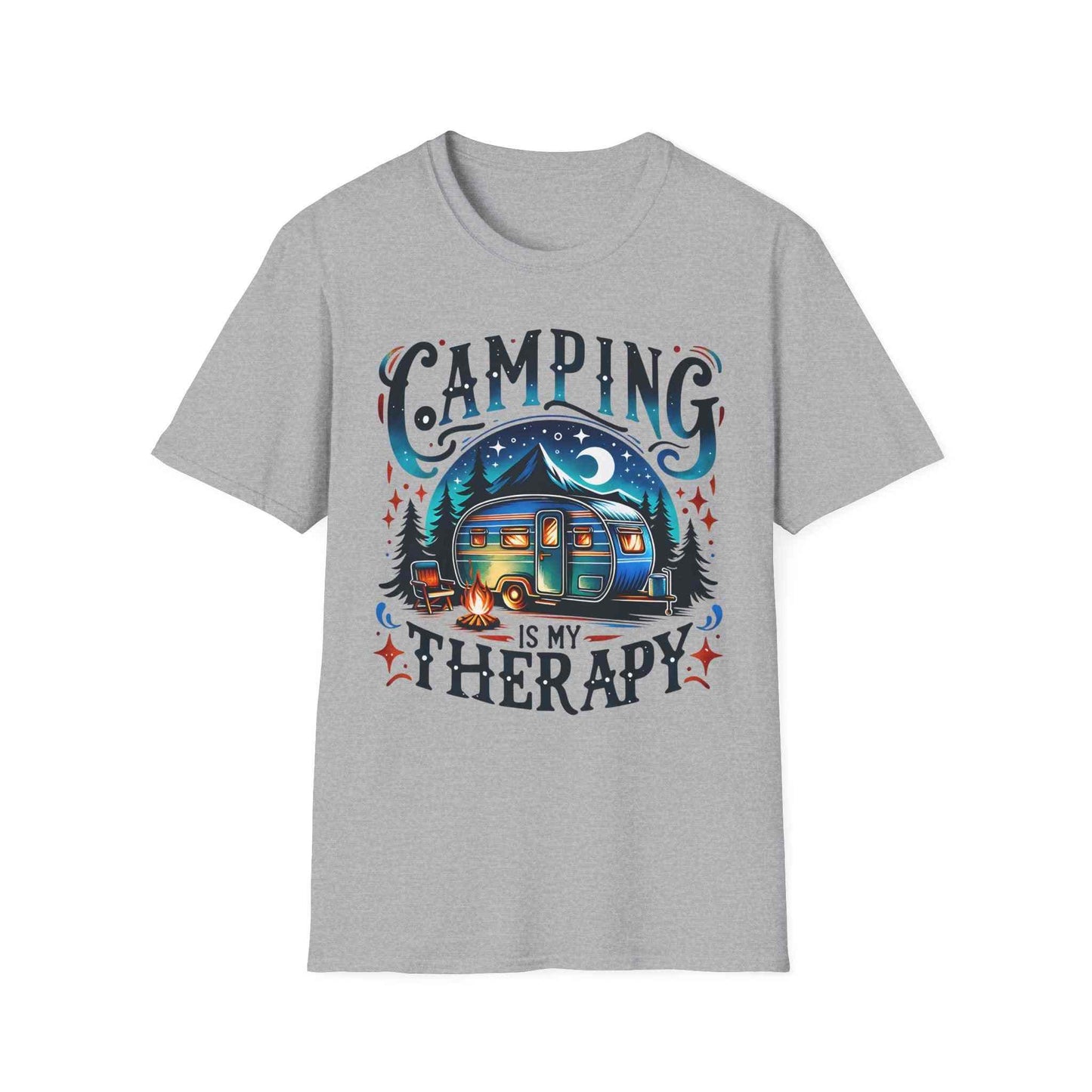 Camping Therapy Unisex T-Shirt - Perfect Gift for Outdoor Enthusiasts, Nature Lovers, Camping Adventures, Hiking Trip, Summer Vibes