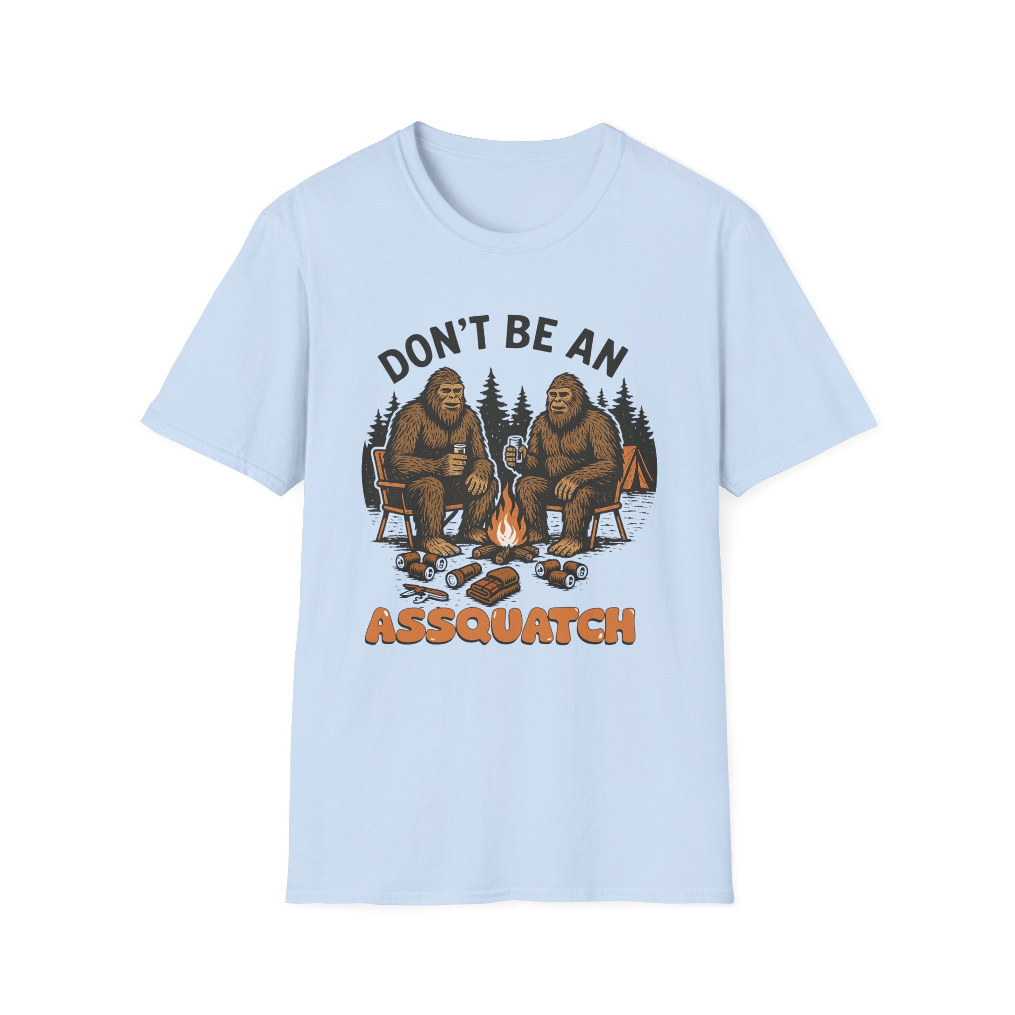 Funny Sasquatch Camping T-Shirt, Unisex Outdoors Tee for Nature Lovers, Wildlife Humor Shirt, Great Gift for Friends, Camping Essentials