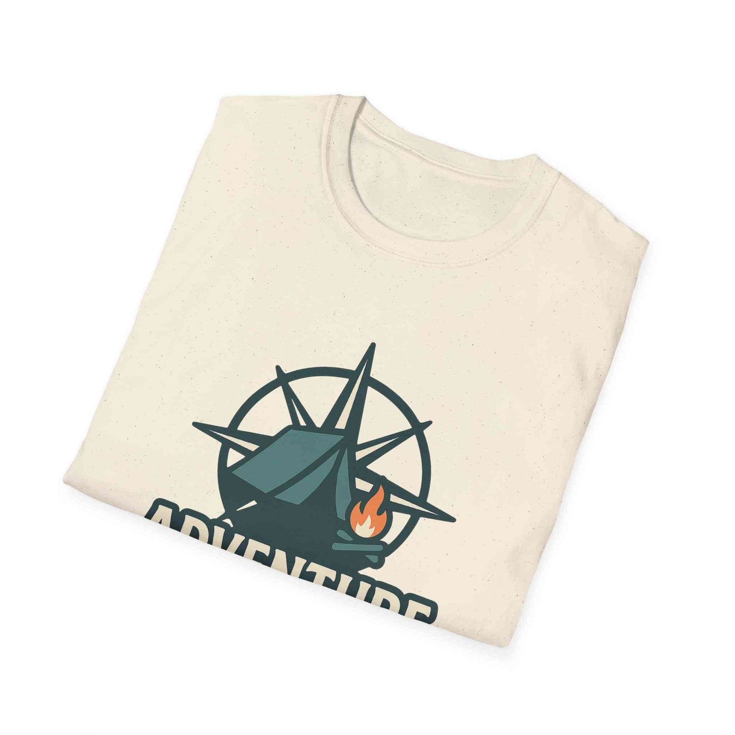 Adventure Awaits Unisex Softstyle T-Shirt, Camping Shirt, Hiking Tee, Outdoor Enthusiast Gift, Adventure Lover Apparel, Travel T-Shirt