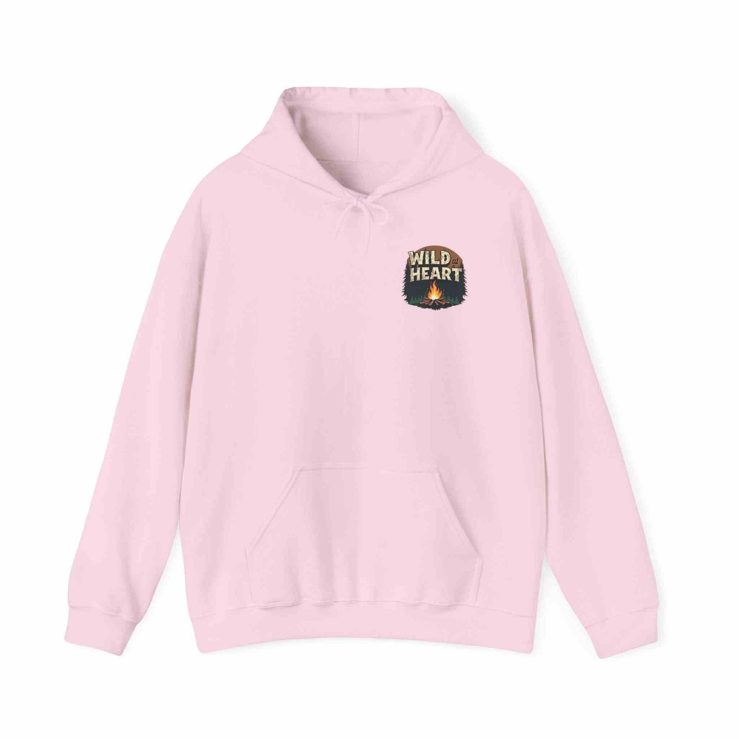 Pink Wild Heart Unisex Hoodie cozy camping sweatshirt with front logo and kangaroo pocket
