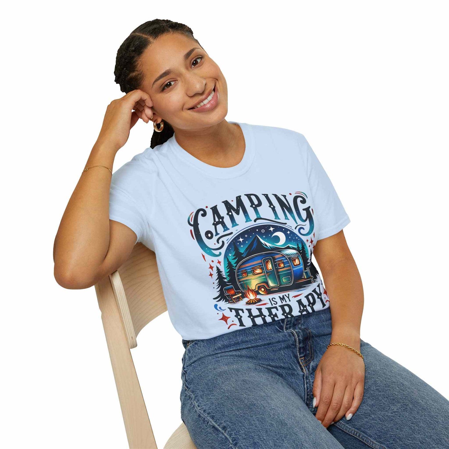 Camping Therapy Unisex T-Shirt - Perfect Gift for Outdoor Enthusiasts, Nature Lovers, Camping Adventures, Hiking Trip, Summer Vibes