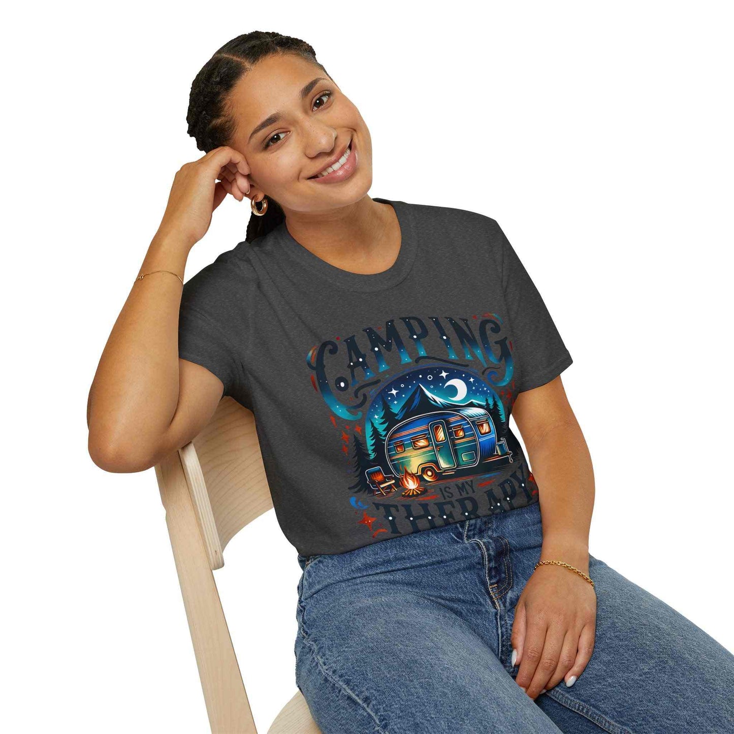 Camping Therapy Unisex T-Shirt - Perfect Gift for Outdoor Enthusiasts, Nature Lovers, Camping Adventures, Hiking Trip, Summer Vibes