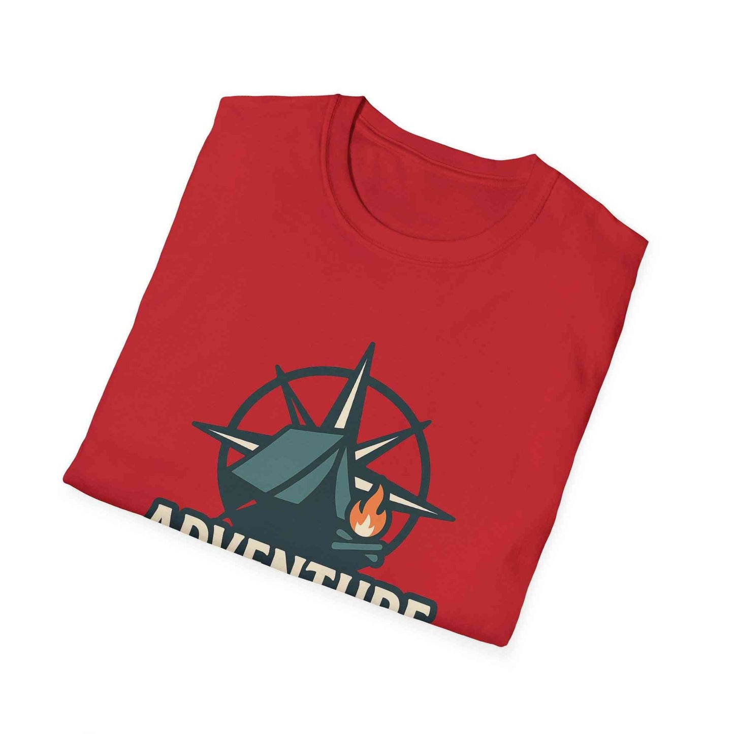 Adventure Awaits Unisex Softstyle T-Shirt, Camping Shirt, Hiking Tee, Outdoor Enthusiast Gift, Adventure Lover Apparel, Travel T-Shirt