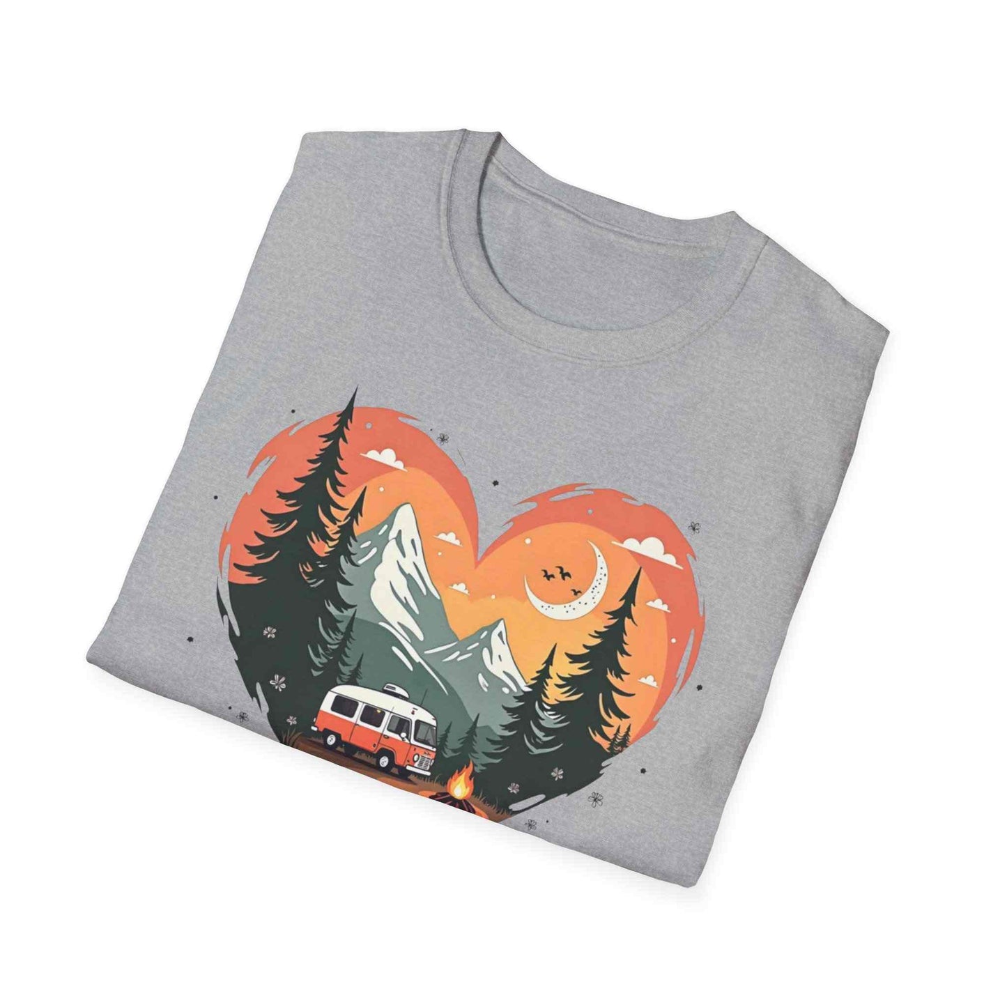 Heart Adventure Unisex T-Shirt - Nature Lovers Gift, Boho Style Tee, Camping Shirt, Travel Enthusiast Apparel, Summer Outdoor Wear