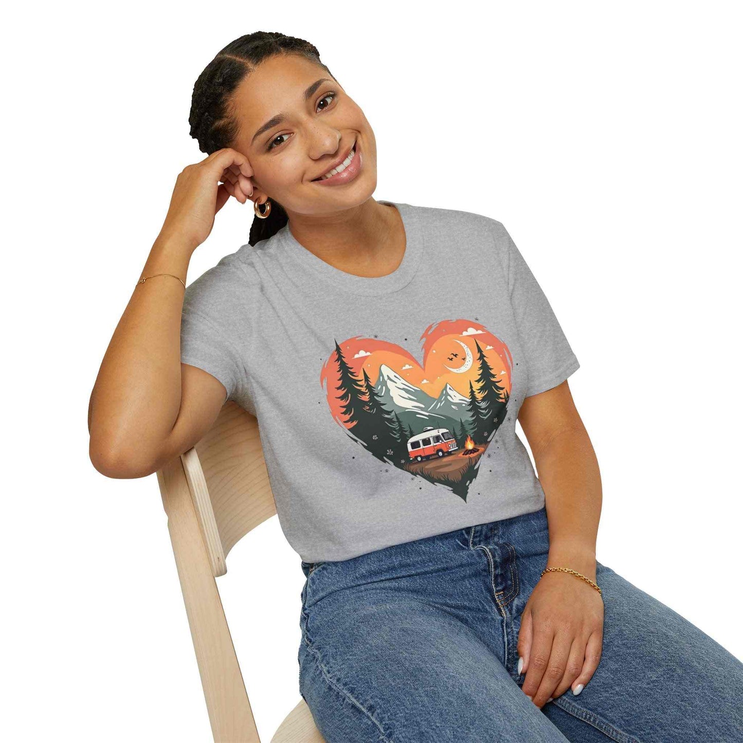 Heart Adventure Unisex T-Shirt - Nature Lovers Gift, Boho Style Tee, Camping Shirt, Travel Enthusiast Apparel, Summer Outdoor Wear