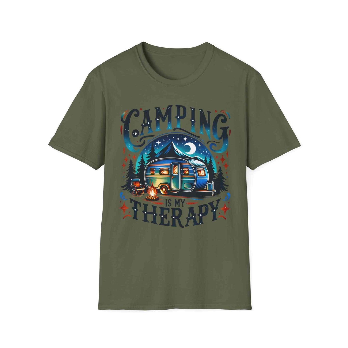 Camping Therapy Unisex T-Shirt - Perfect Gift for Outdoor Enthusiasts, Nature Lovers, Camping Adventures, Hiking Trip, Summer Vibes