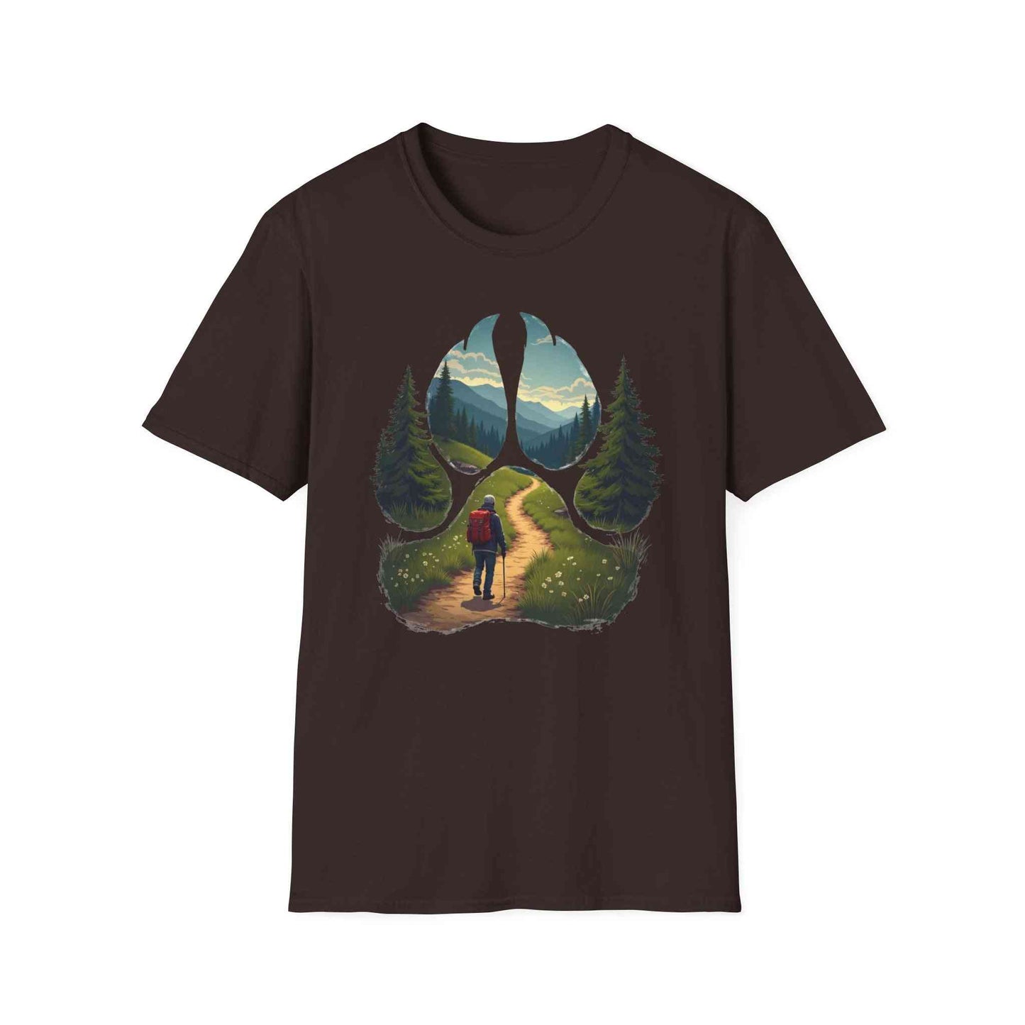 Nature Paw-Inspired Adventure T-Shirt, Hiking Gift, Eco-Friendly Tee, Outdoor Lover Shirt, Nature Lover Apparel, Animal Paw Print Shirt