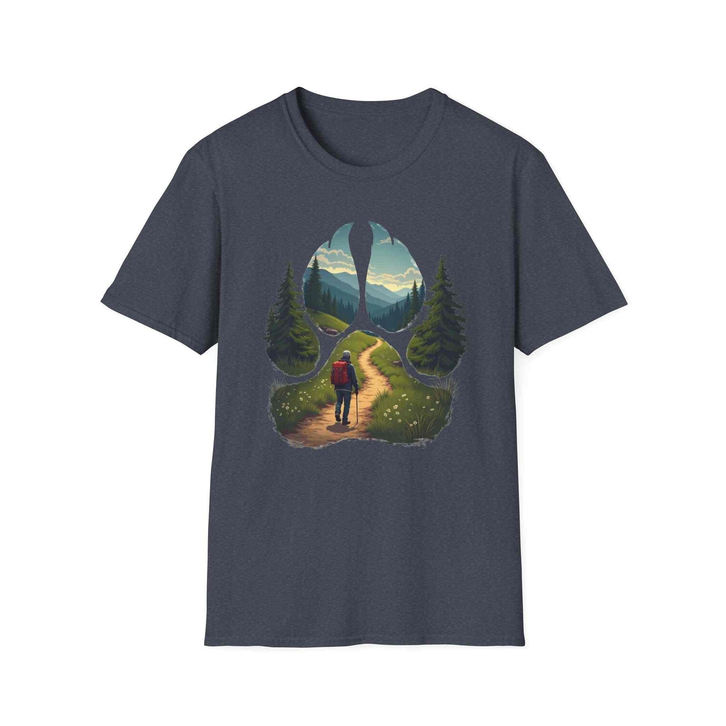 Nature Paw-Inspired Adventure T-Shirt, Hiking Gift, Eco-Friendly Tee, Outdoor Lover Shirt, Nature Lover Apparel, Animal Paw Print Shirt