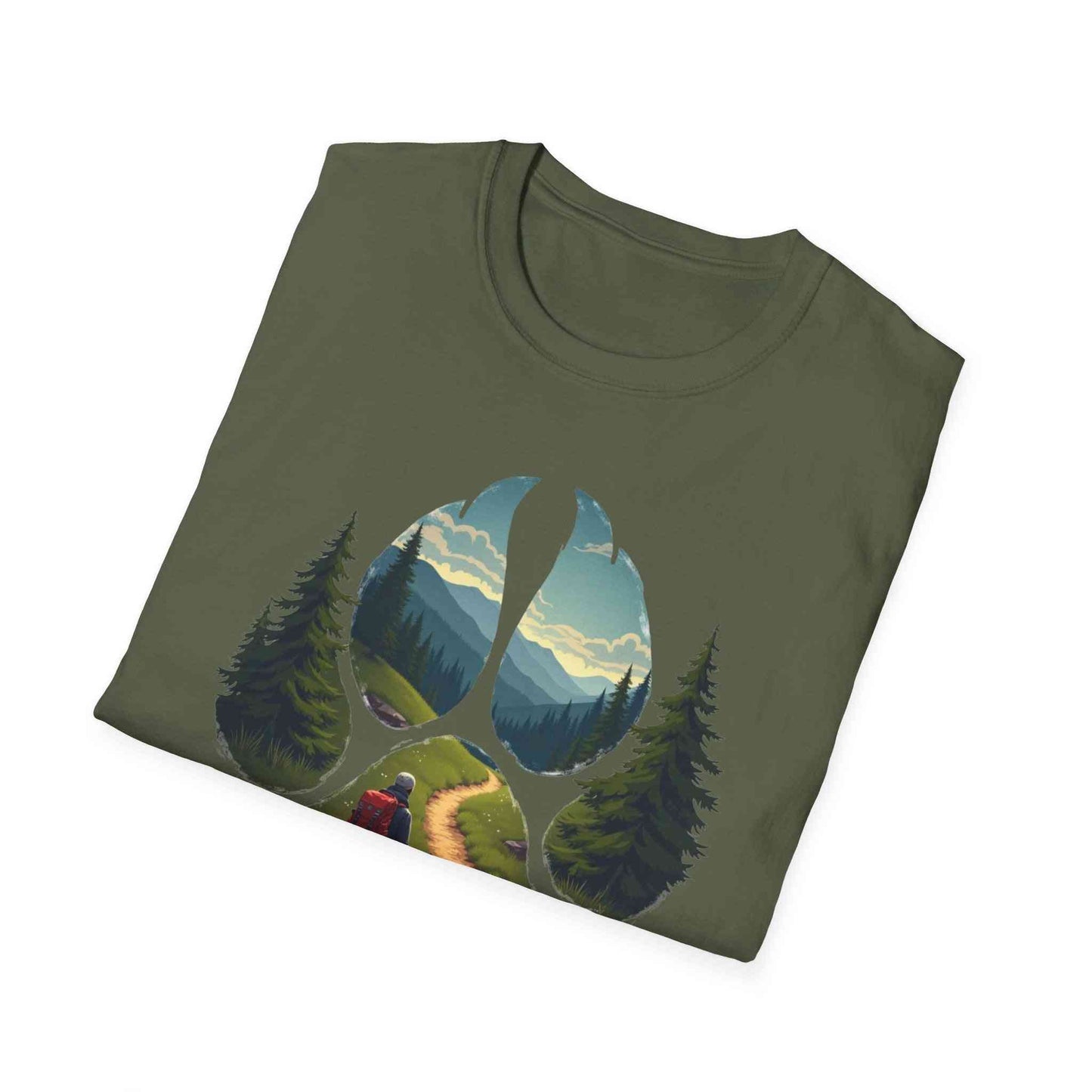 Nature Paw-Inspired Adventure T-Shirt, Hiking Gift, Eco-Friendly Tee, Outdoor Lover Shirt, Nature Lover Apparel, Animal Paw Print Shirt