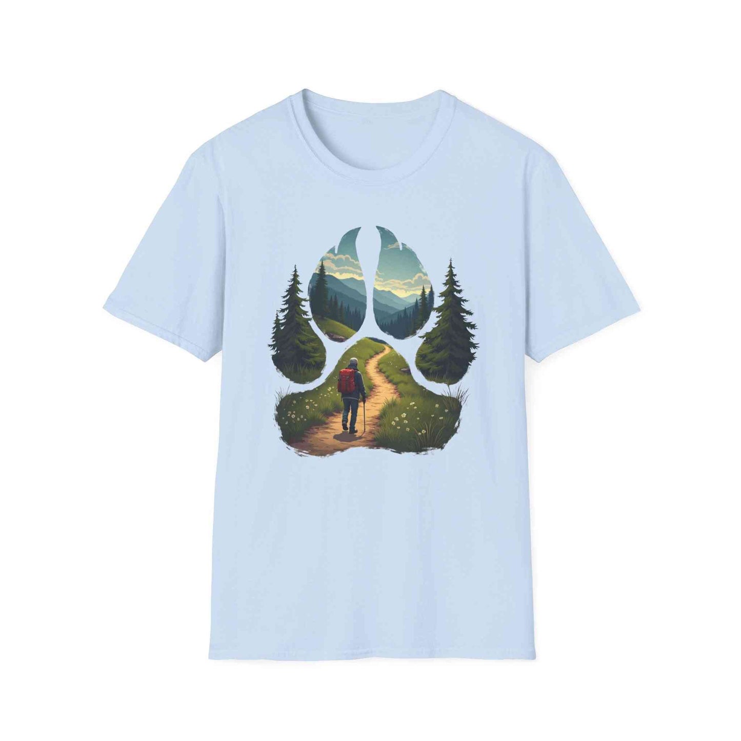 Nature Paw-Inspired Adventure T-Shirt, Hiking Gift, Eco-Friendly Tee, Outdoor Lover Shirt, Nature Lover Apparel, Animal Paw Print Shirt