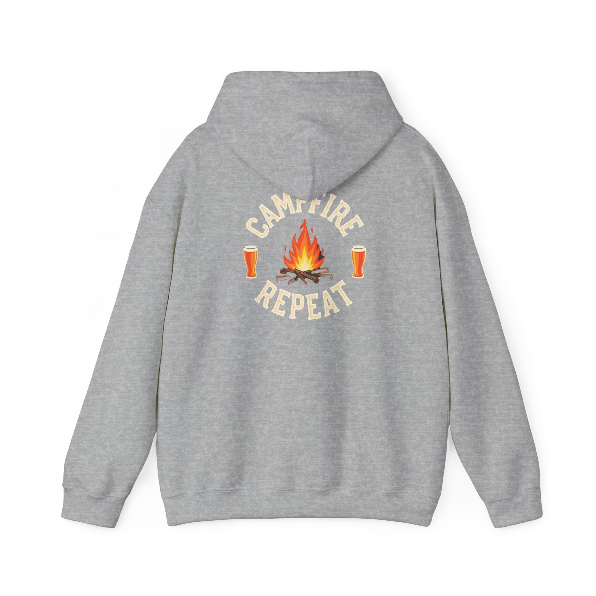 Campfire Repeat Hoodie, Cozy Outdoor Sweatshirt, Unisex Pullover for Camping, Fire Pit Apparel, Gift for Adventurers