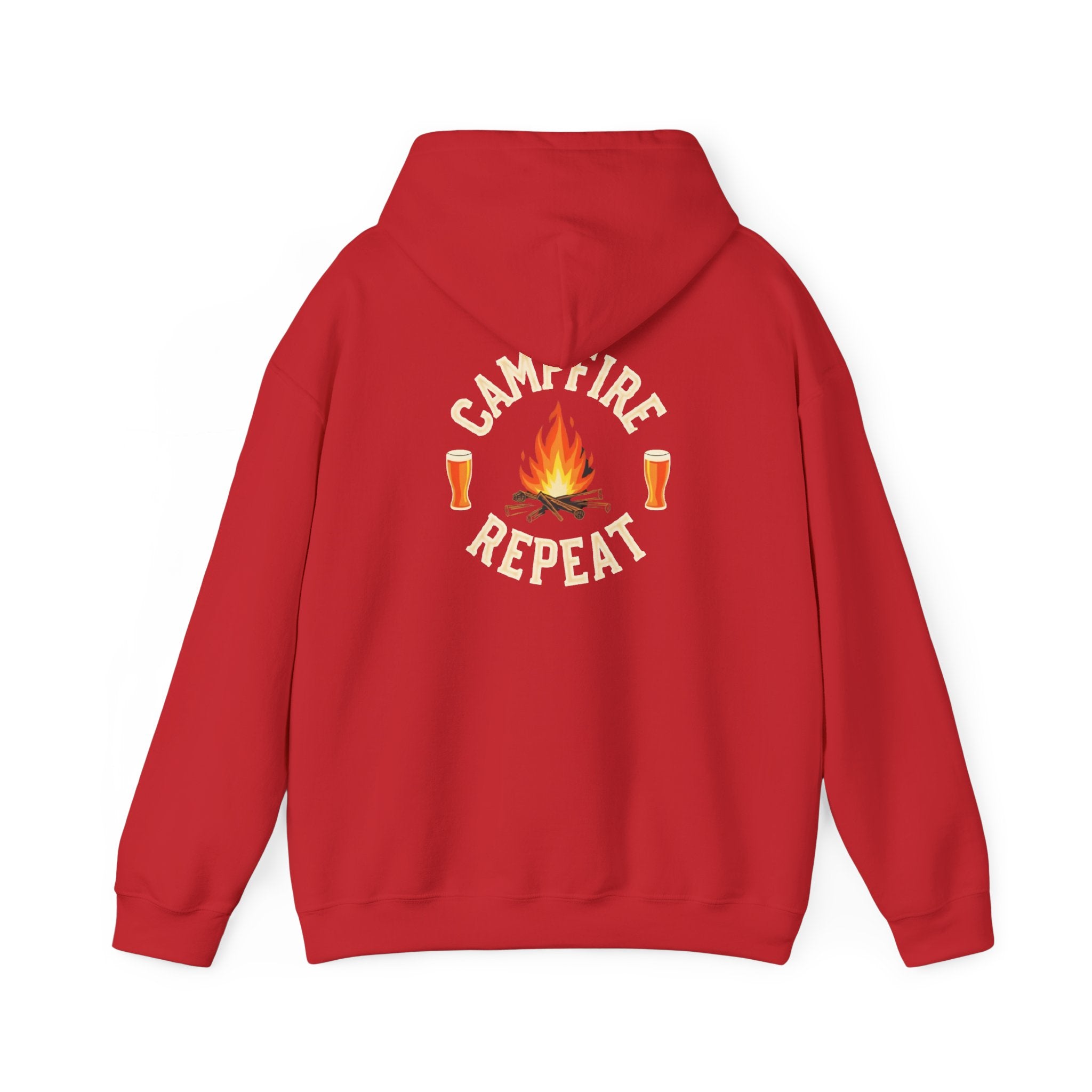 Campfire Repeat Hoodie, Cozy Outdoor Sweatshirt, Unisex Pullover for Camping, Fire Pit Apparel, Gift for Adventurers