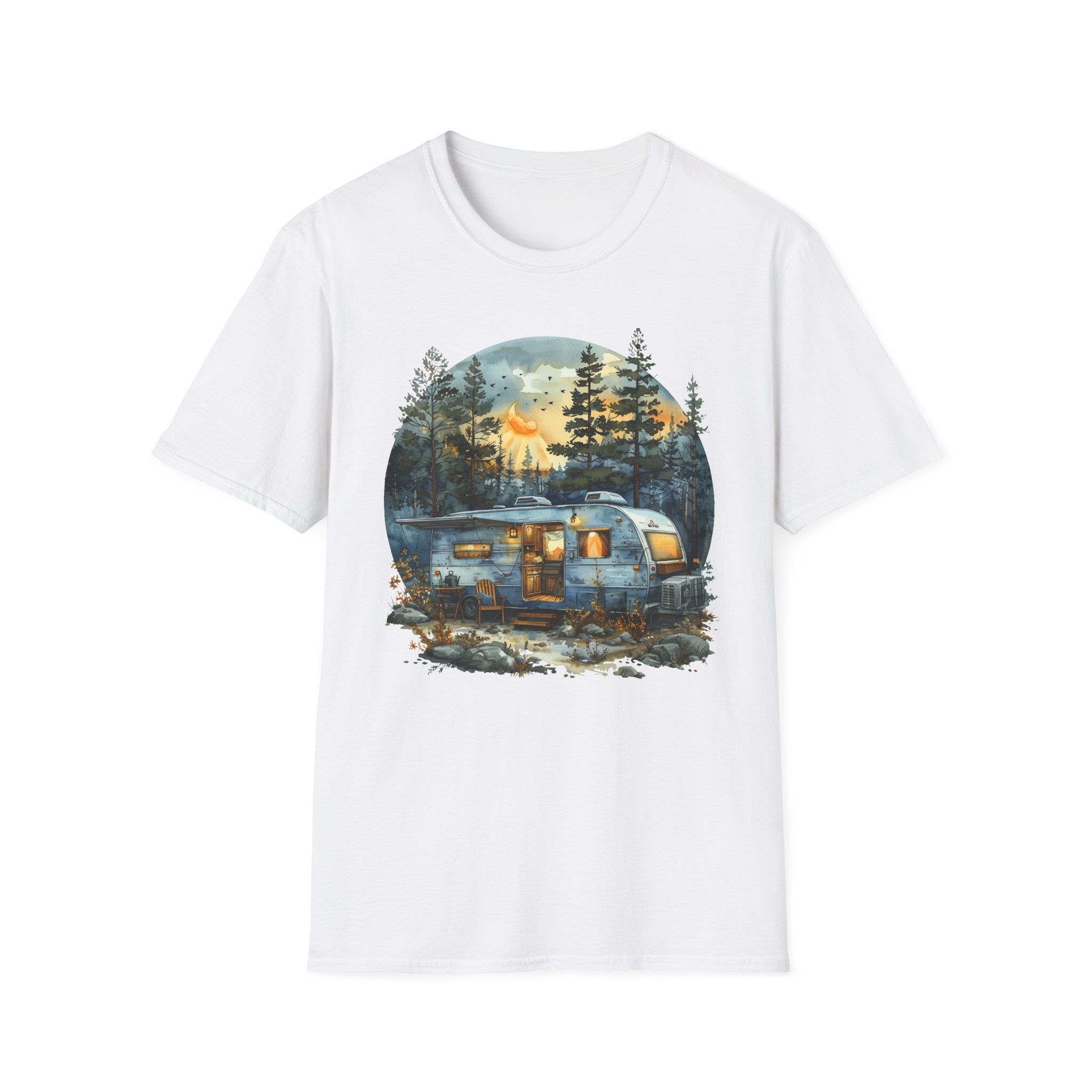 Cozy Camper Unisex Softstyle T-Shirt | Adventure Tee, Nature Lover Gift, Camping Outfit, Summer Vibes, Travel Shirt