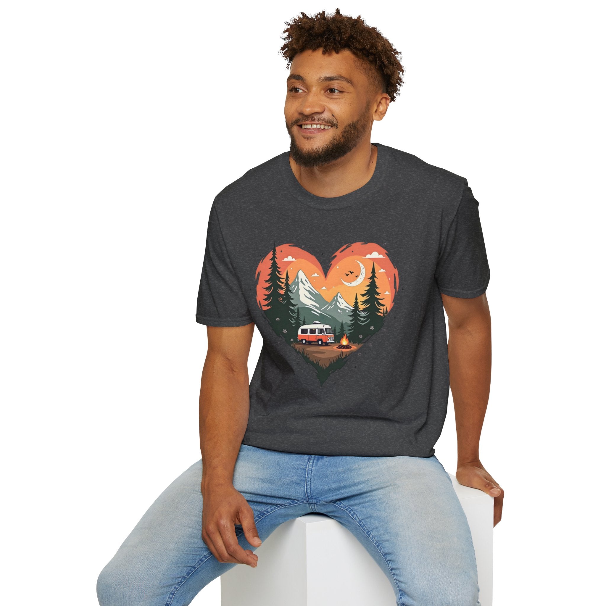 Heart Adventure Unisex T-Shirt - Nature Lovers Gift, Boho Style Tee, Camping Shirt, Travel Enthusiast Apparel, Summer Outdoor Wear