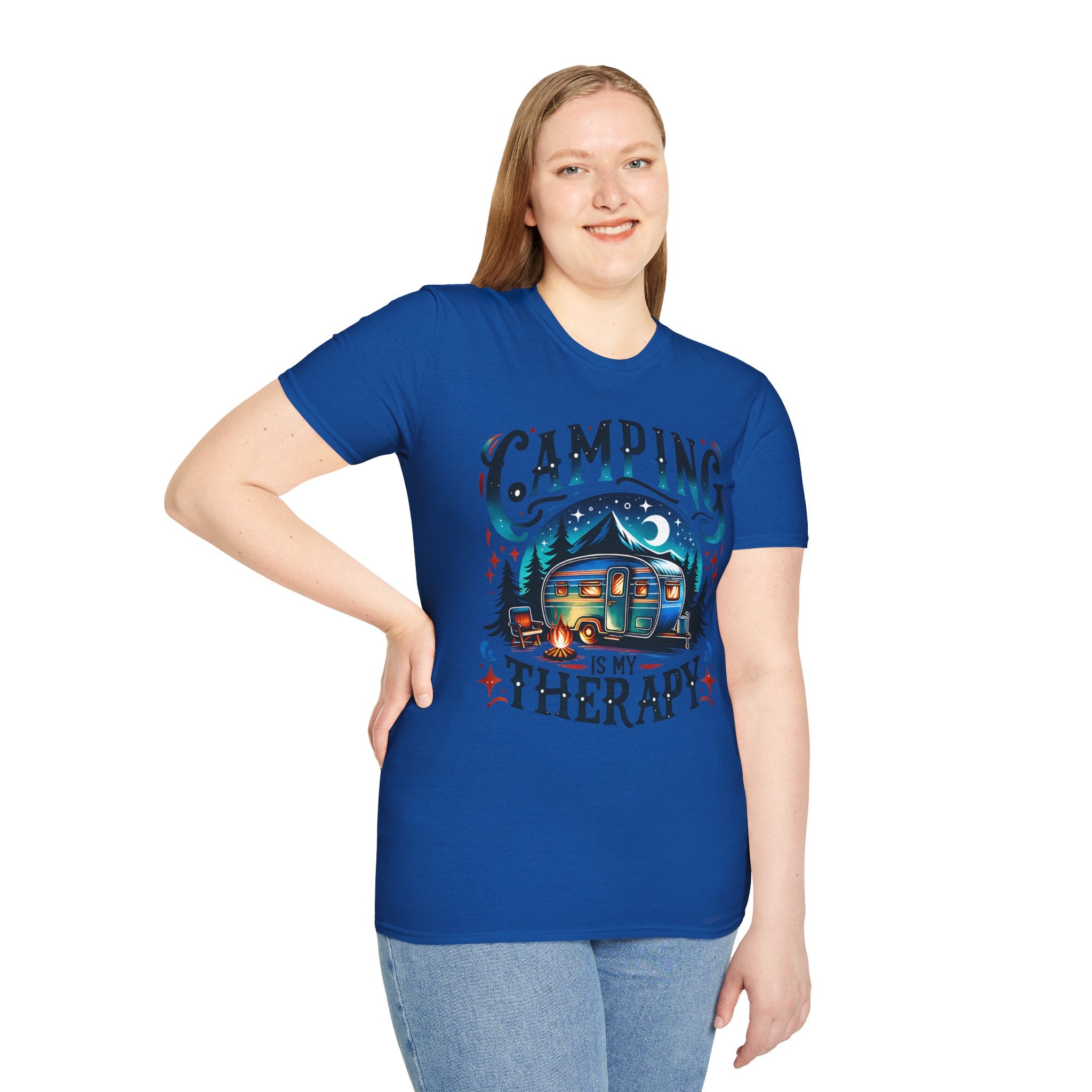 Camping Therapy Unisex T-Shirt - Perfect Gift for Outdoor Enthusiasts, Nature Lovers, Camping Adventures, Hiking Trip, Summer Vibes