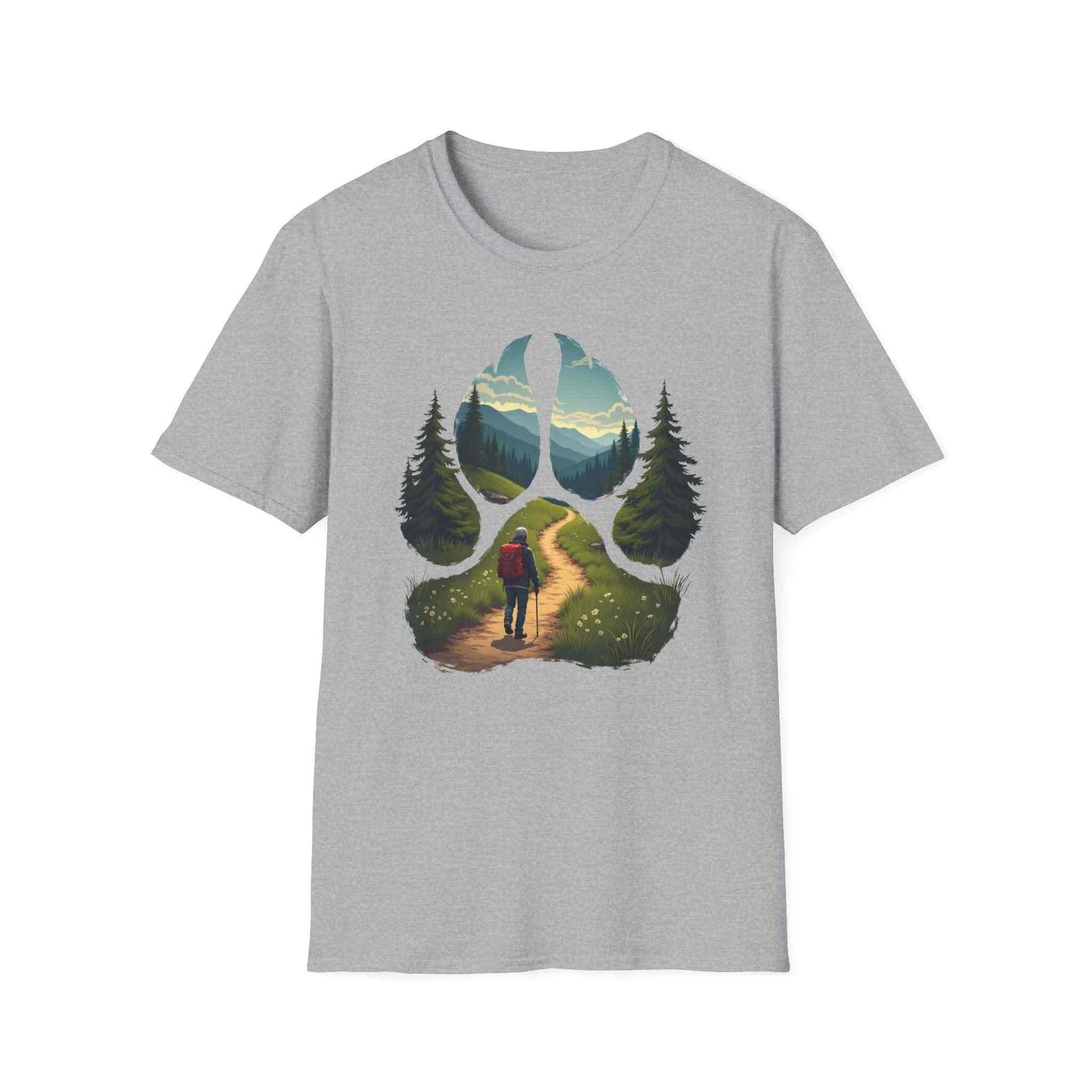 Nature Paw-Inspired Adventure T-Shirt, Hiking Gift, Eco-Friendly Tee, Outdoor Lover Shirt, Nature Lover Apparel, Animal Paw Print Shirt