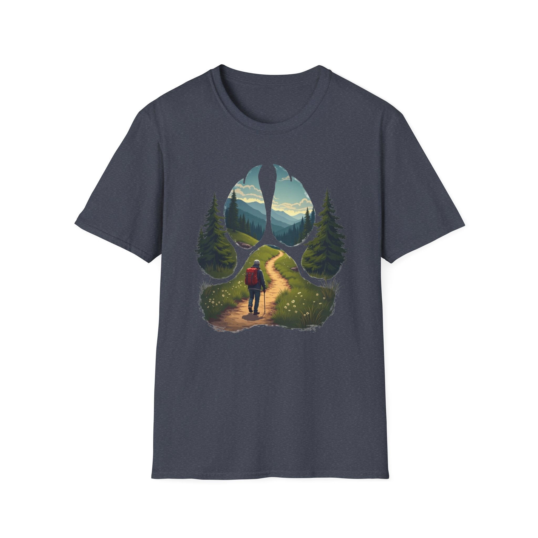 Nature-Inspired Adventure T-Shirt, Hiking Gift, Eco-Friendly Tee, Outdoor Lover Shirt, Nature Lover Apparel, Animal Paw Print Shirt
