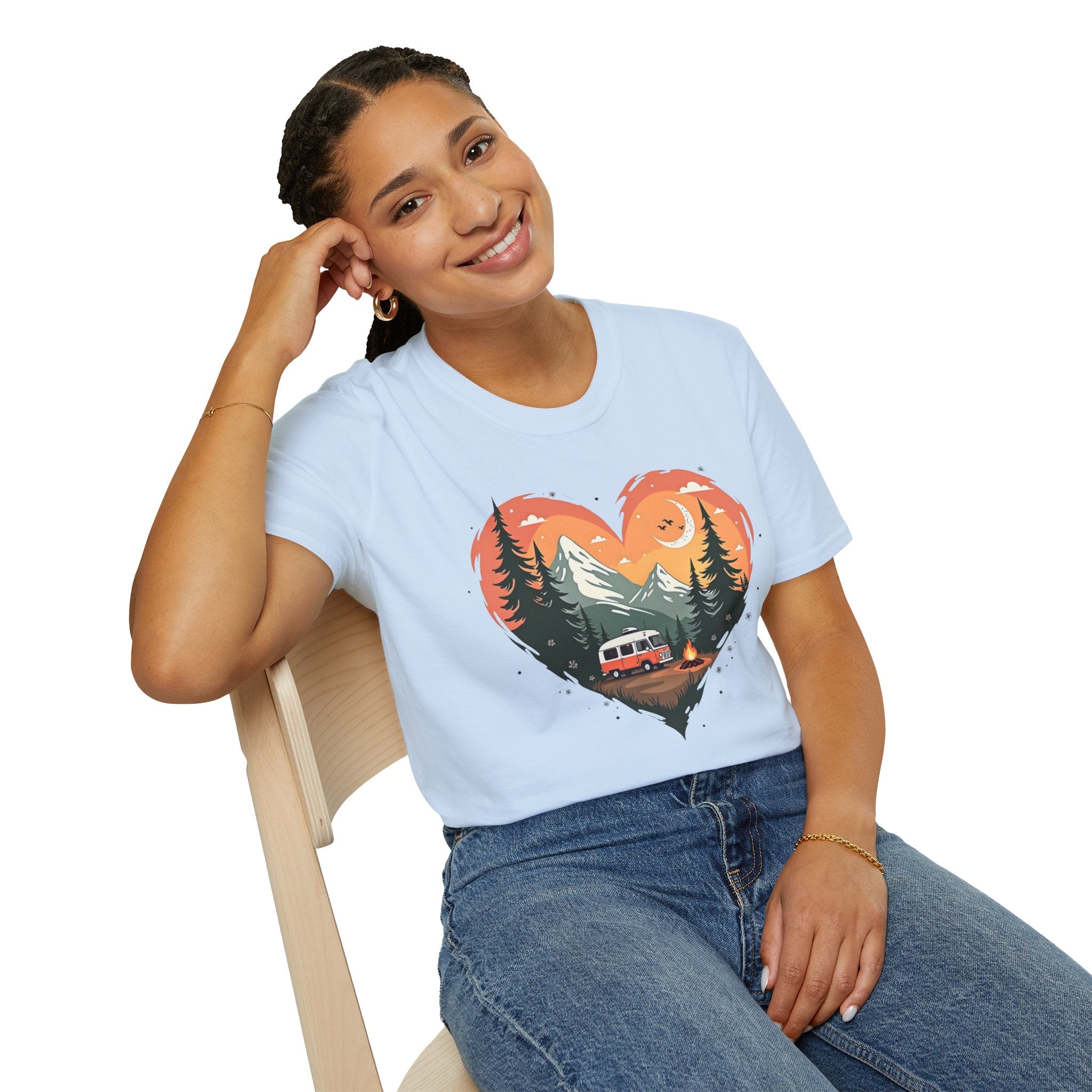 Heart Adventure Unisex T-Shirt - Nature Lovers Gift, Boho Style Tee, Camping Shirt, Travel Enthusiast Apparel, Summer Outdoor Wear