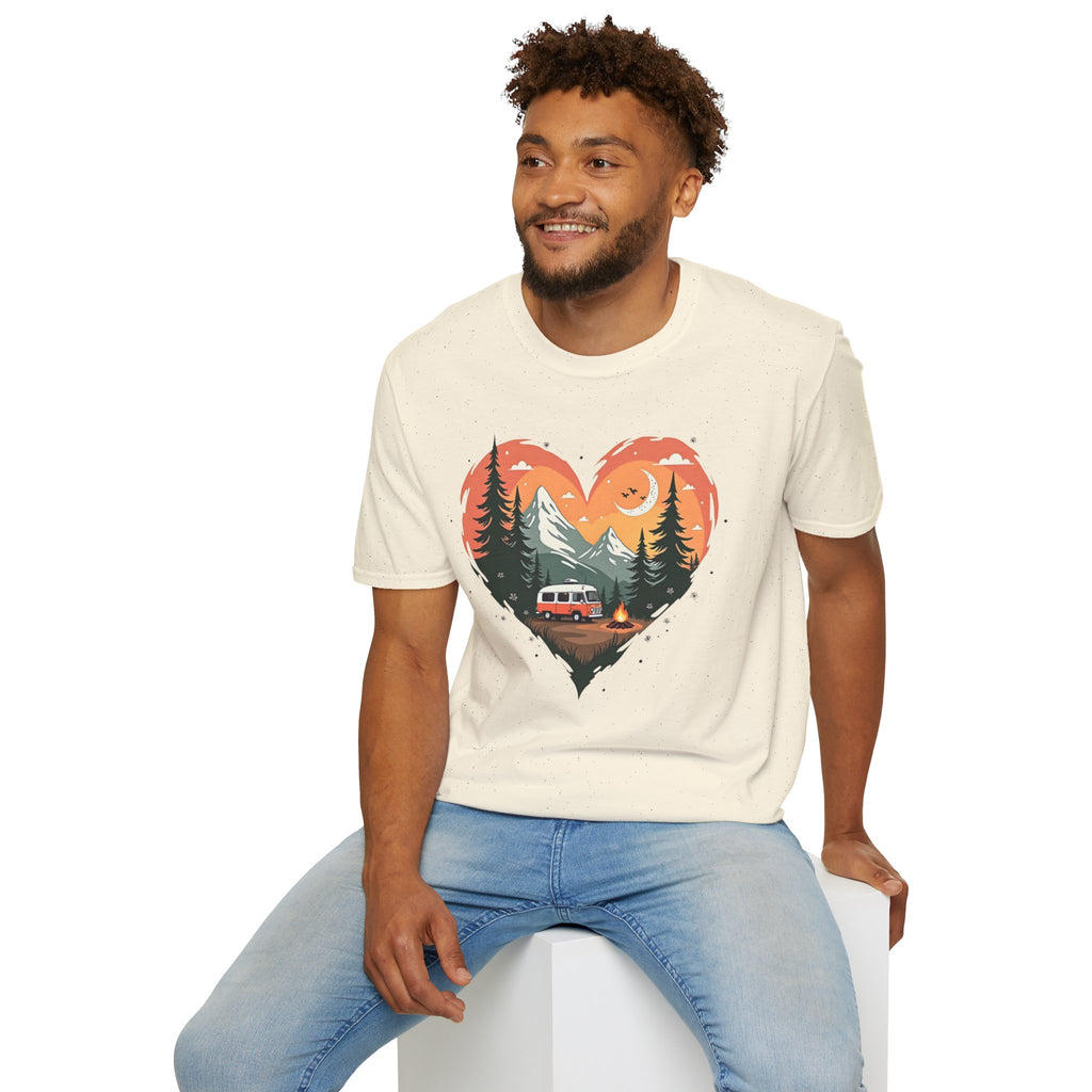 Heart Adventure Unisex T-Shirt - Nature Lovers Gift, Boho Style Tee, Camping Shirt, Travel Enthusiast Apparel, Summer Outdoor Wear