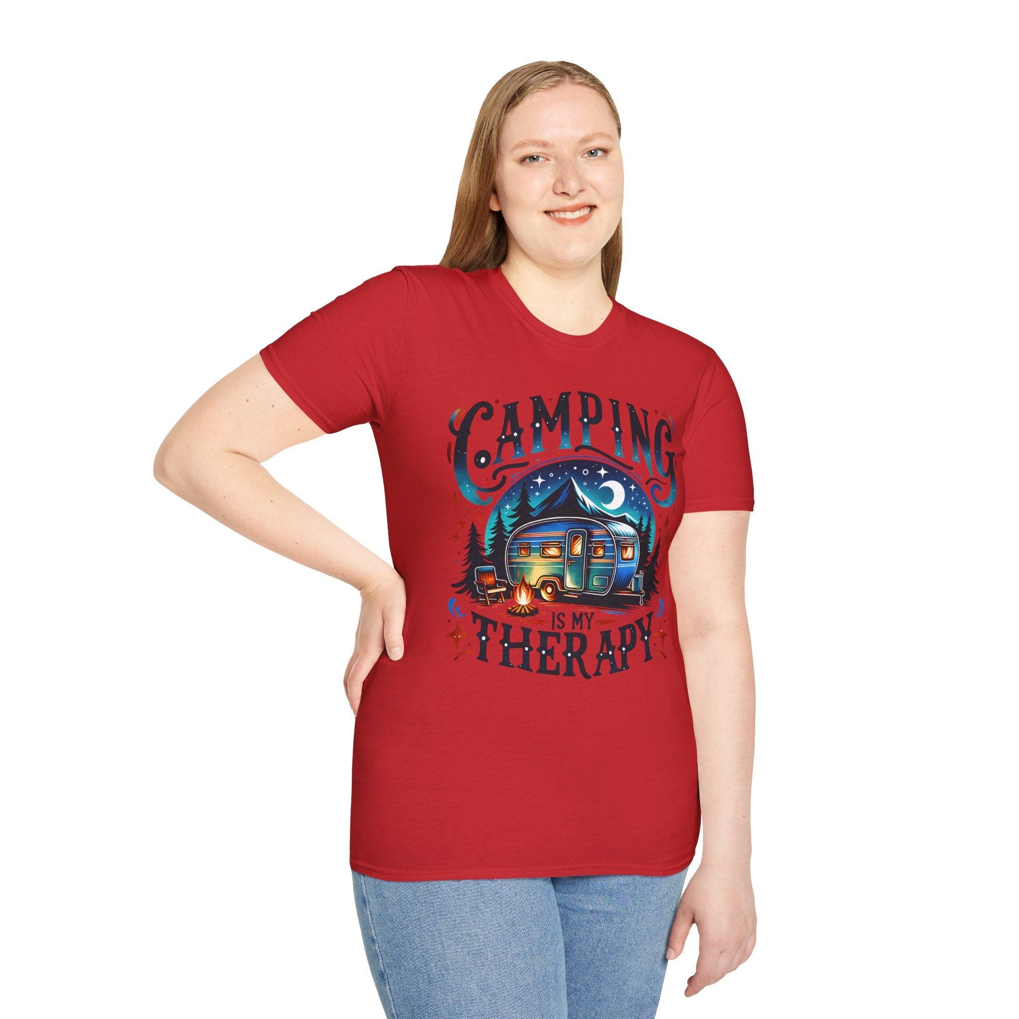 Camping Therapy Unisex T-Shirt - Perfect Gift for Outdoor Enthusiasts, Nature Lovers, Camping Adventures, Hiking Trip, Summer Vibes