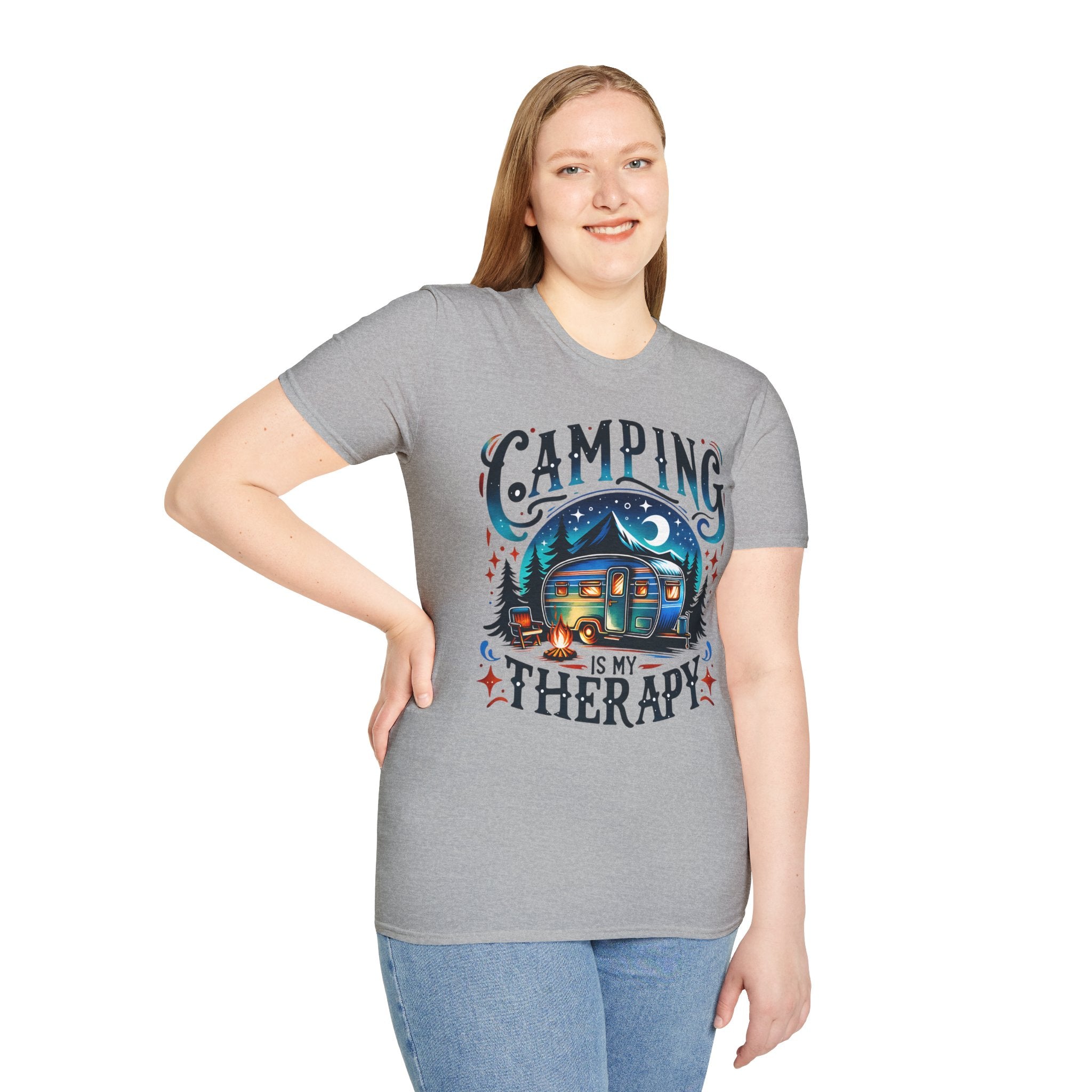 Camping Therapy Unisex T-Shirt - Perfect Gift for Outdoor Enthusiasts, Nature Lovers, Camping Adventures, Hiking Trip, Summer Vibes