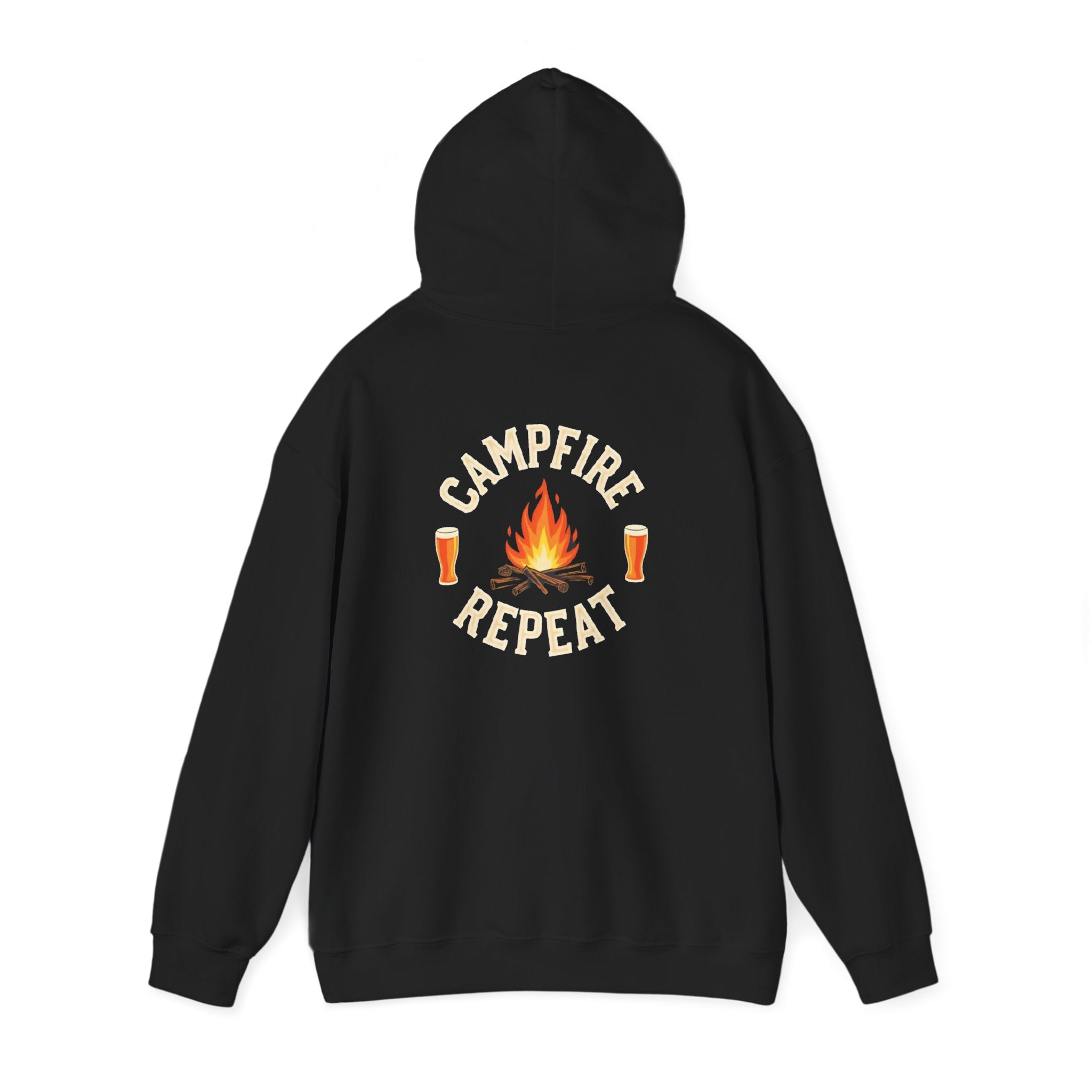 Campfire Repeat Hoodie, Cozy Outdoor Sweatshirt, Unisex Pullover for Camping, Fire Pit Apparel, Gift for Adventurers