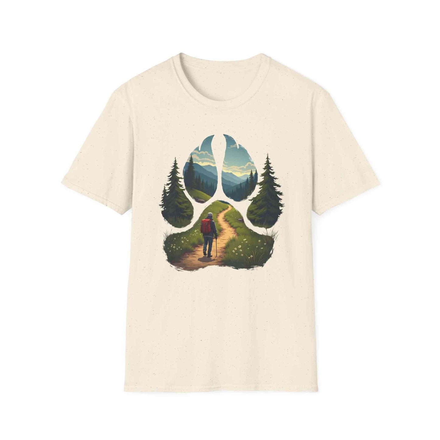 Nature Paw-Inspired Adventure T-Shirt, Hiking Gift, Eco-Friendly Tee, Outdoor Lover Shirt, Nature Lover Apparel, Animal Paw Print Shirt