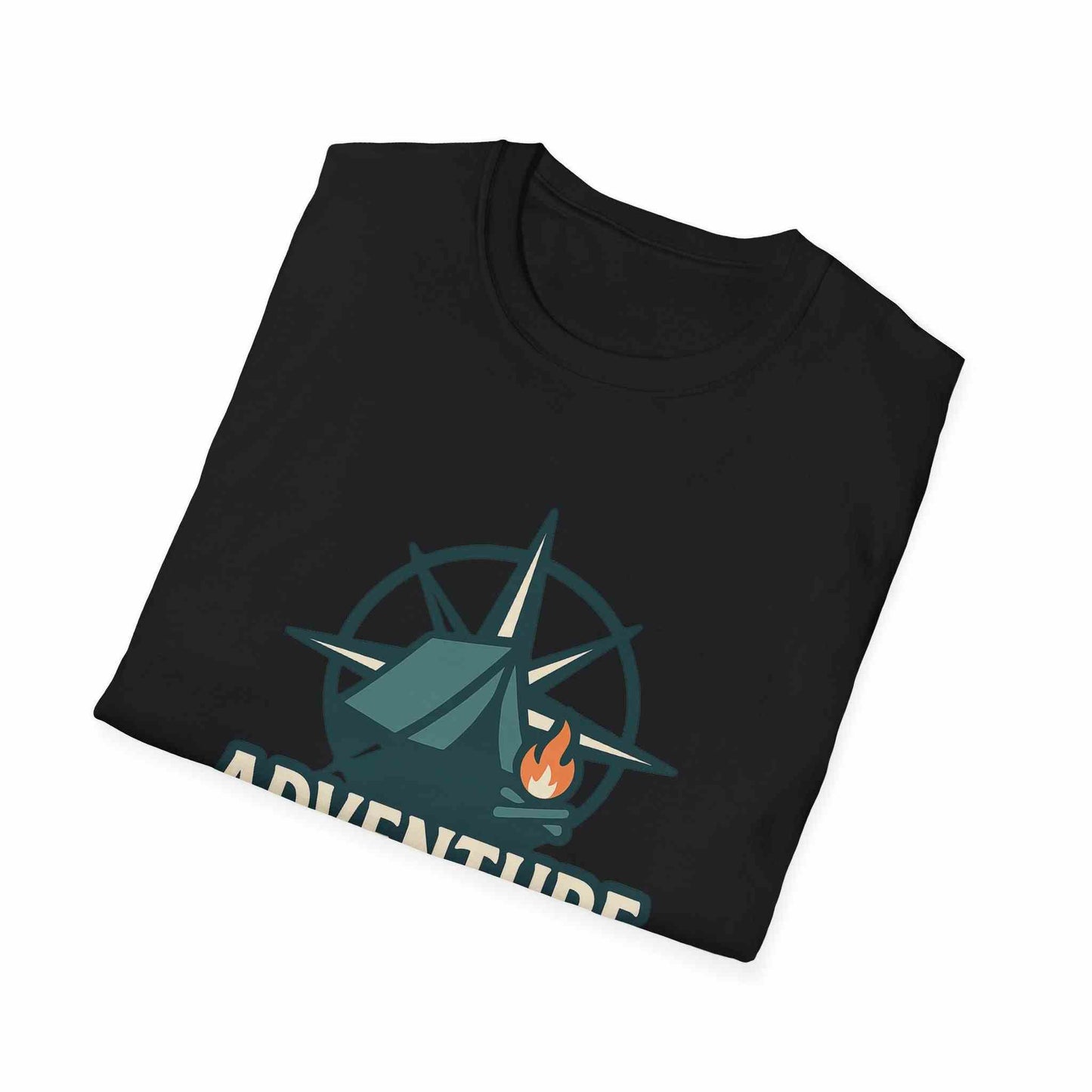 Adventure Awaits Unisex Softstyle T-Shirt, Camping Shirt, Hiking Tee, Outdoor Enthusiast Gift, Adventure Lover Apparel, Travel T-Shirt
