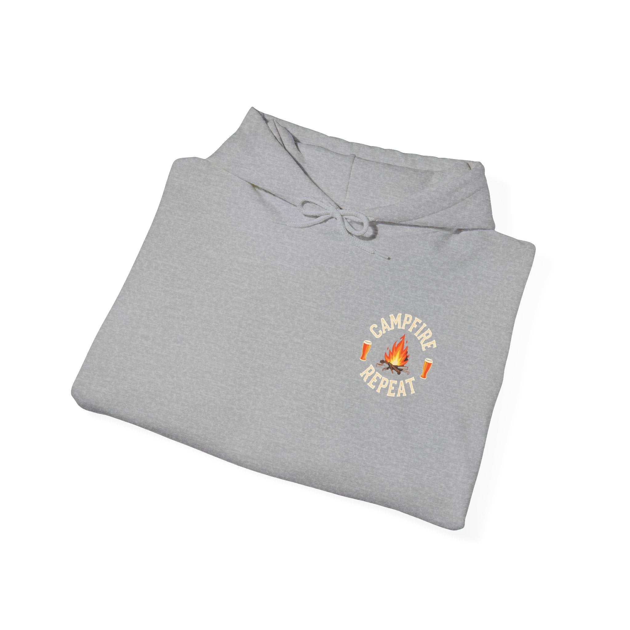 Campfire Repeat Hoodie, Cozy Outdoor Sweatshirt, Unisex Pullover for Camping, Fire Pit Apparel, Gift for Adventurers