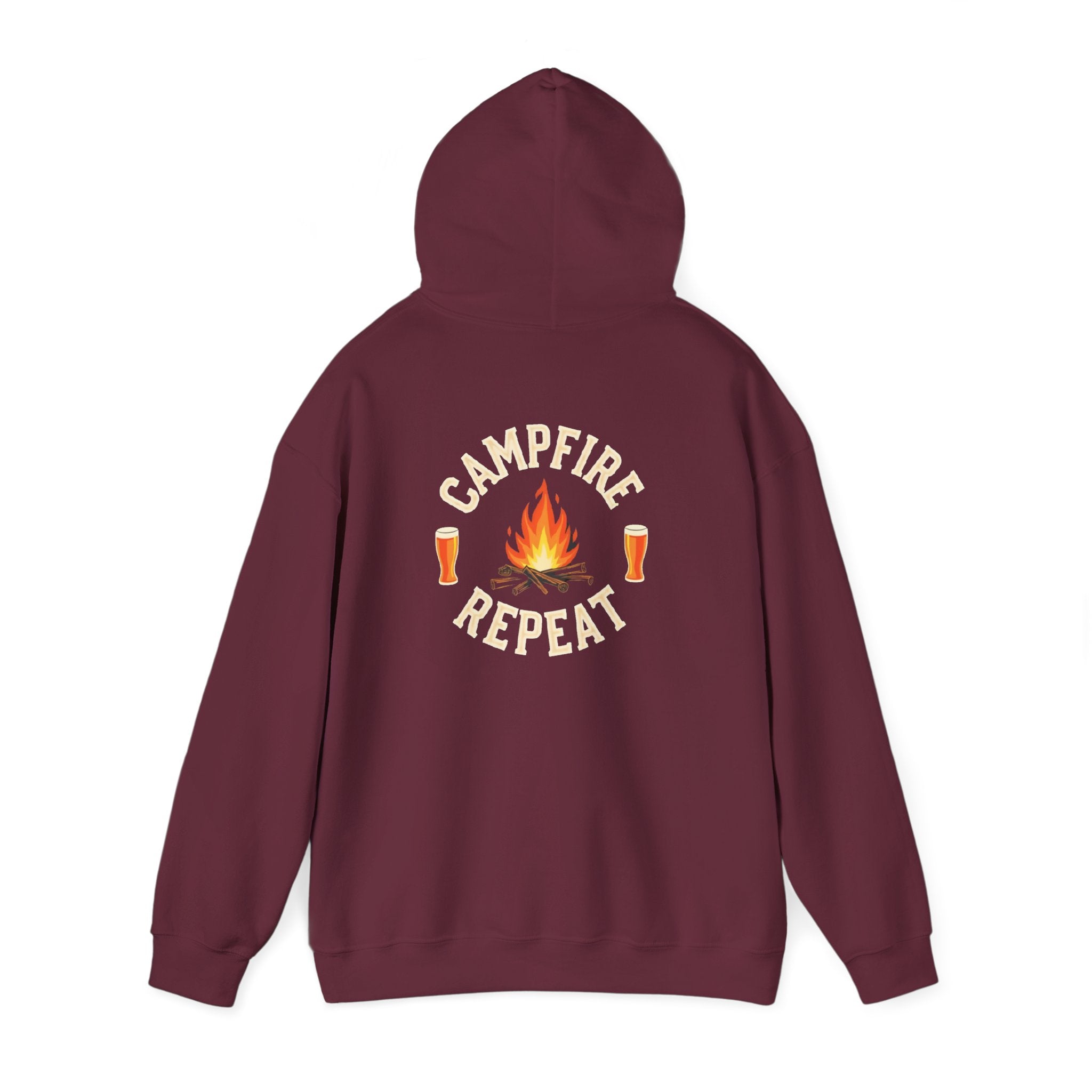 Campfire Repeat Hoodie, Cozy Outdoor Sweatshirt, Unisex Pullover for Camping, Fire Pit Apparel, Gift for Adventurers