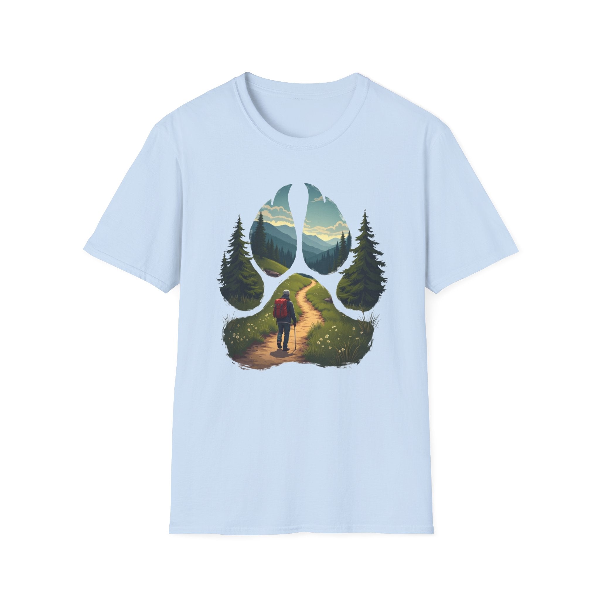 Nature-Inspired Adventure T-Shirt, Hiking Gift, Eco-Friendly Tee, Outdoor Lover Shirt, Nature Lover Apparel, Animal Paw Print Shirt