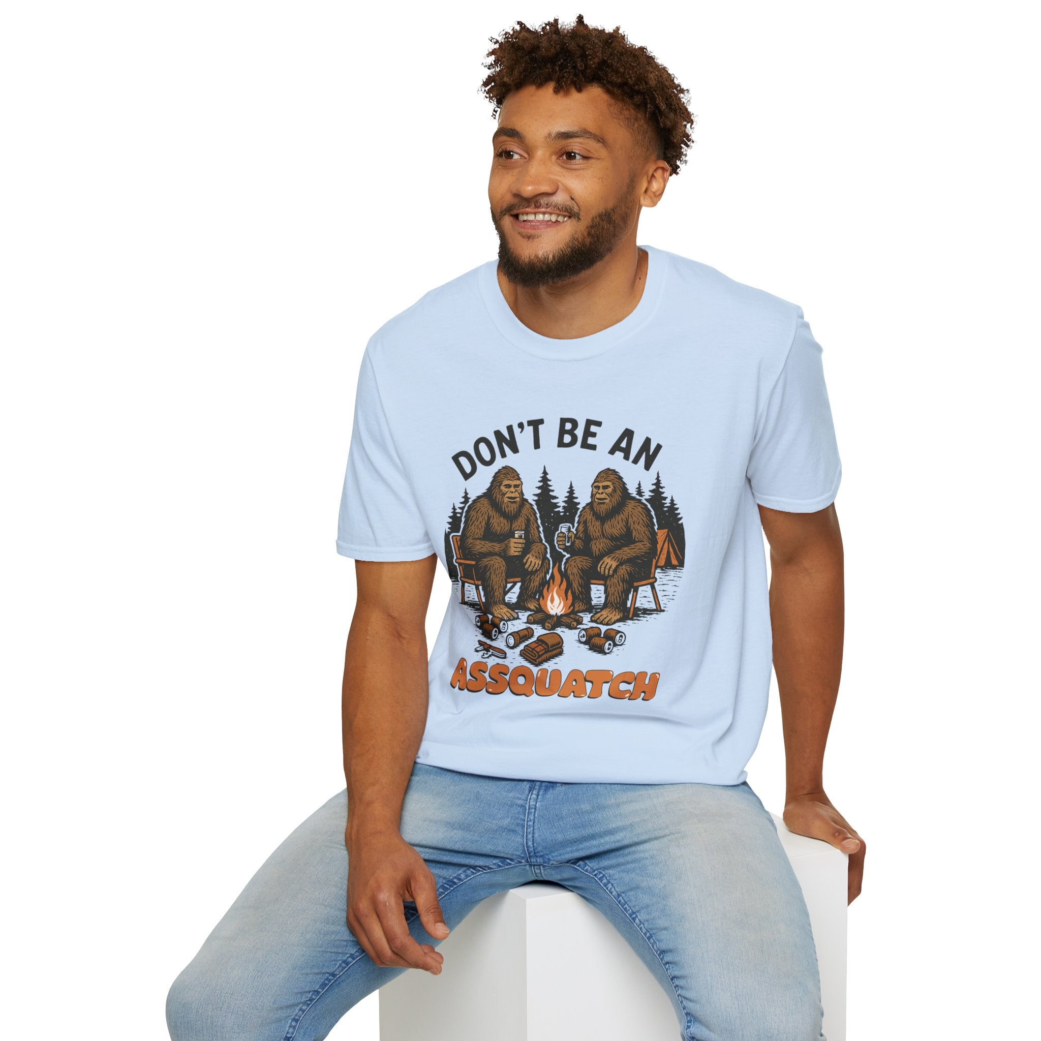 Funny Sasquatch Camping T-Shirt, Unisex Outdoors Tee for Nature Lovers, Wildlife Humor Shirt, Great Gift for Friends, Camping Essentials
