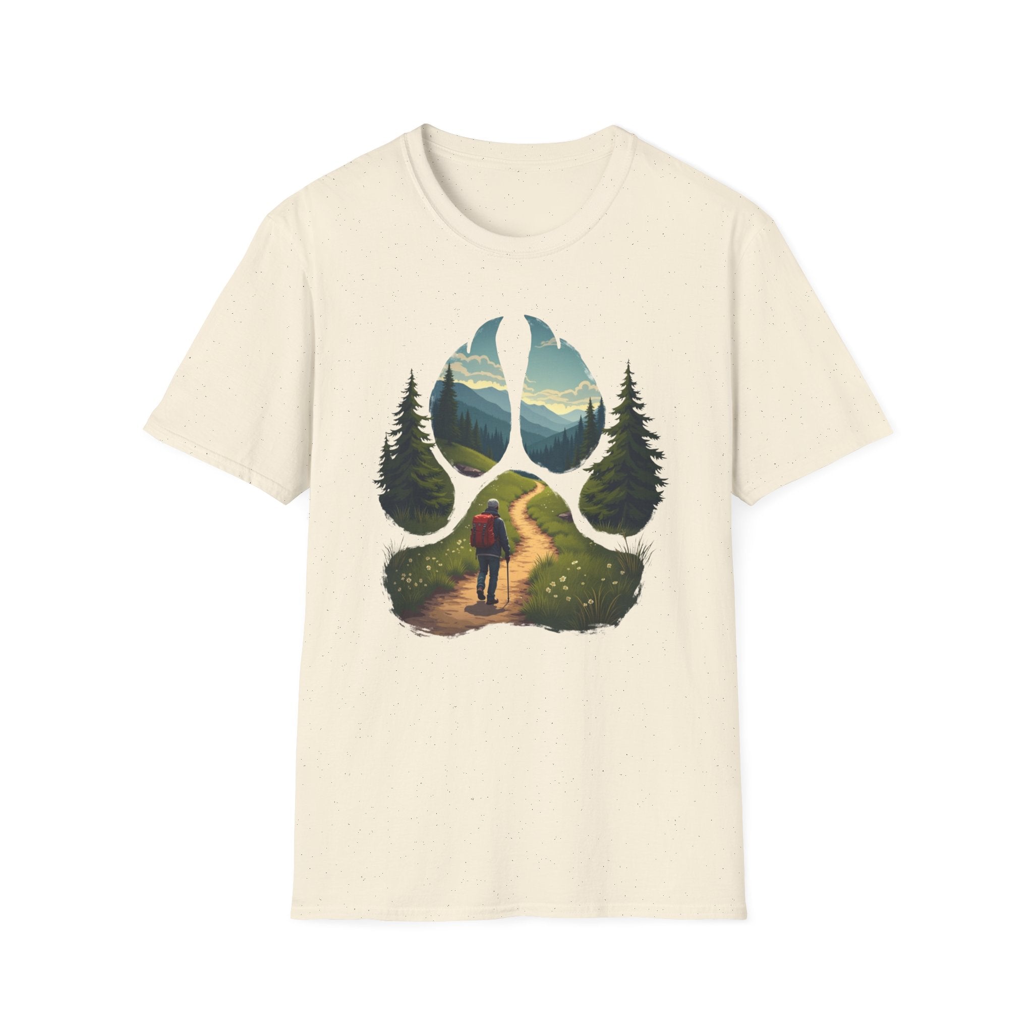 Nature-Inspired Adventure T-Shirt, Hiking Gift, Eco-Friendly Tee, Outdoor Lover Shirt, Nature Lover Apparel, Animal Paw Print Shirt