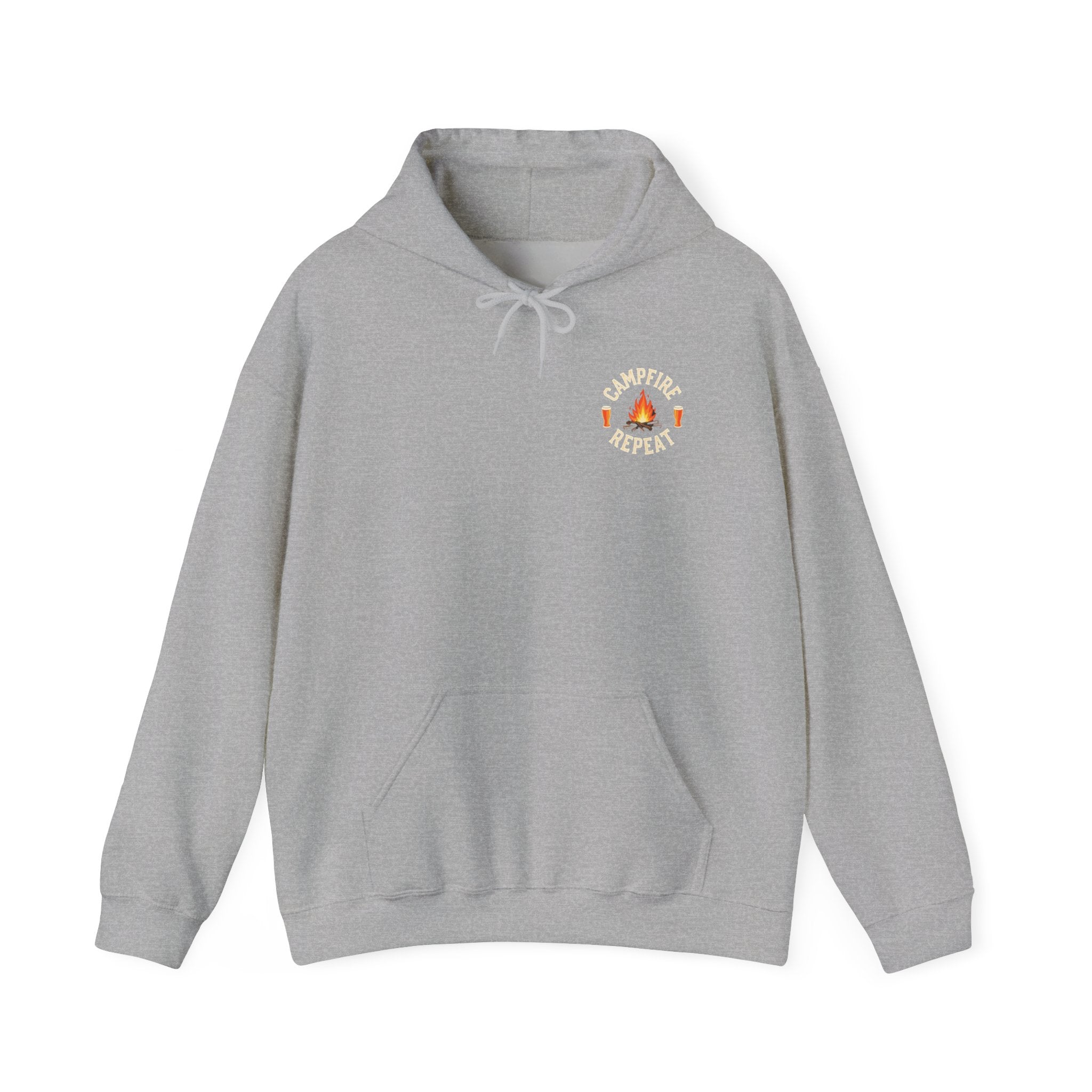 Campfire Repeat Hoodie, Cozy Outdoor Sweatshirt, Unisex Pullover for Camping, Fire Pit Apparel, Gift for Adventurers