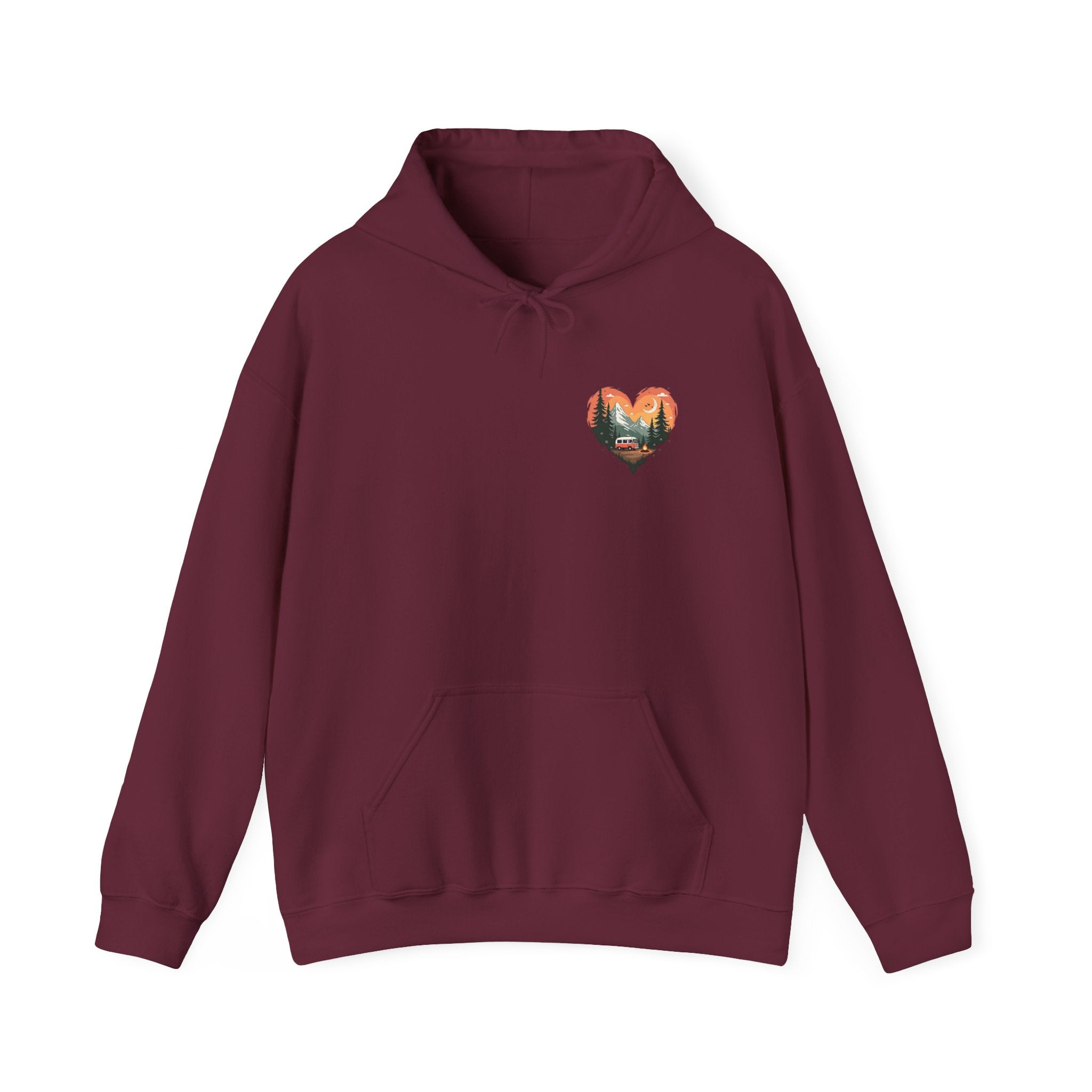 Nature Lover's Heart Hoodie, Cozy Outdoor Sweatshirt, Gift for Adventurers, Camping Apparel, Fall Fashion, Unisex Hooded Sweatshirt