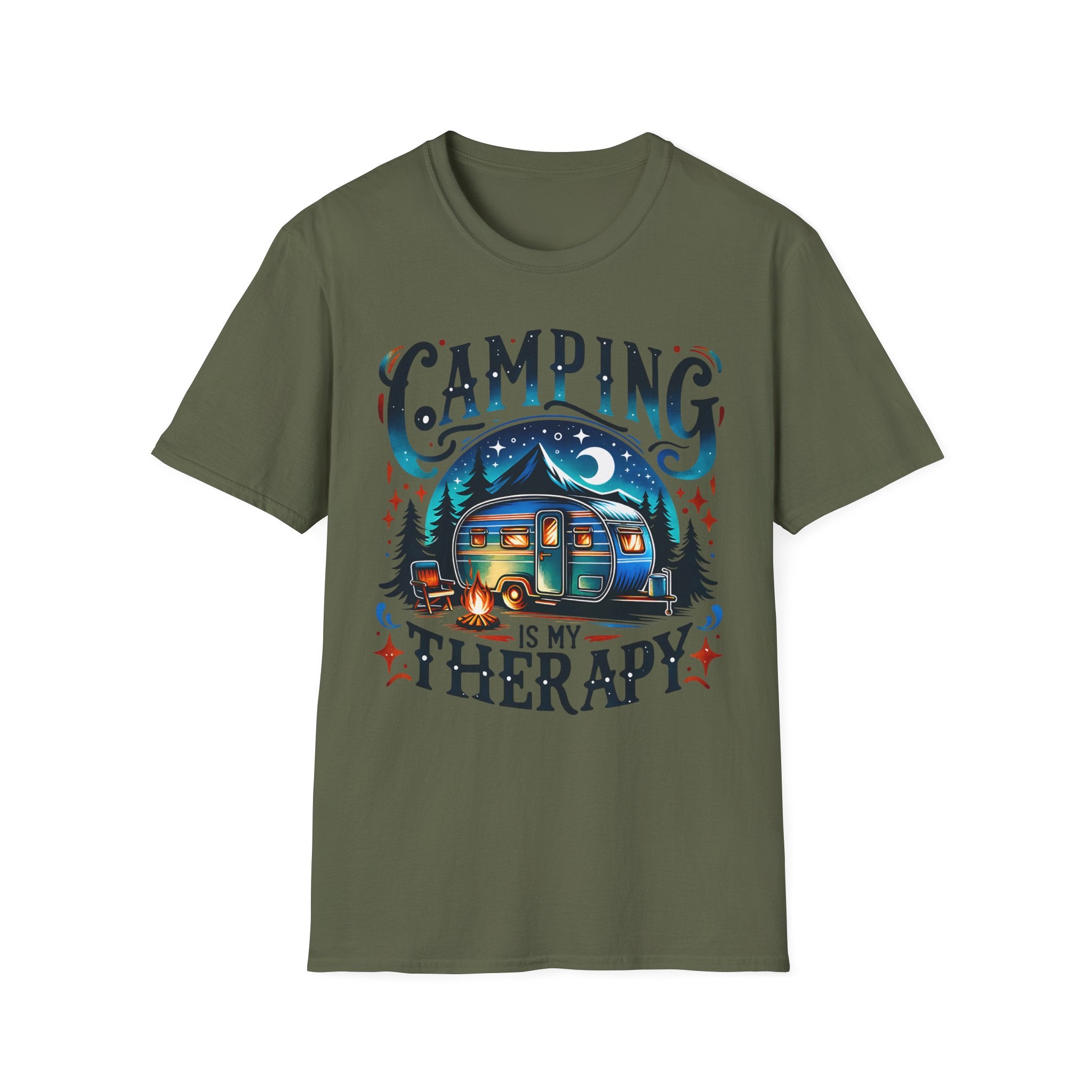 Camping Therapy Unisex T-Shirt - Perfect Gift for Outdoor Enthusiasts, Nature Lovers, Camping Adventures, Hiking Trip, Summer Vibes