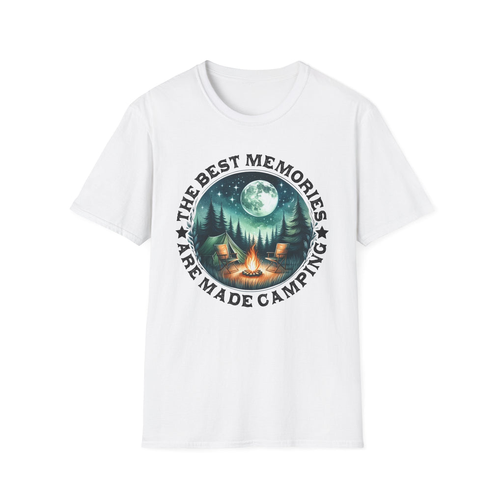 Camping Memories Unisex Softstyle T-Shirt, Outdoor Tee, Nature Lover Gift, Campfire Shirt, Adventure Apparel, Summer Camping Top