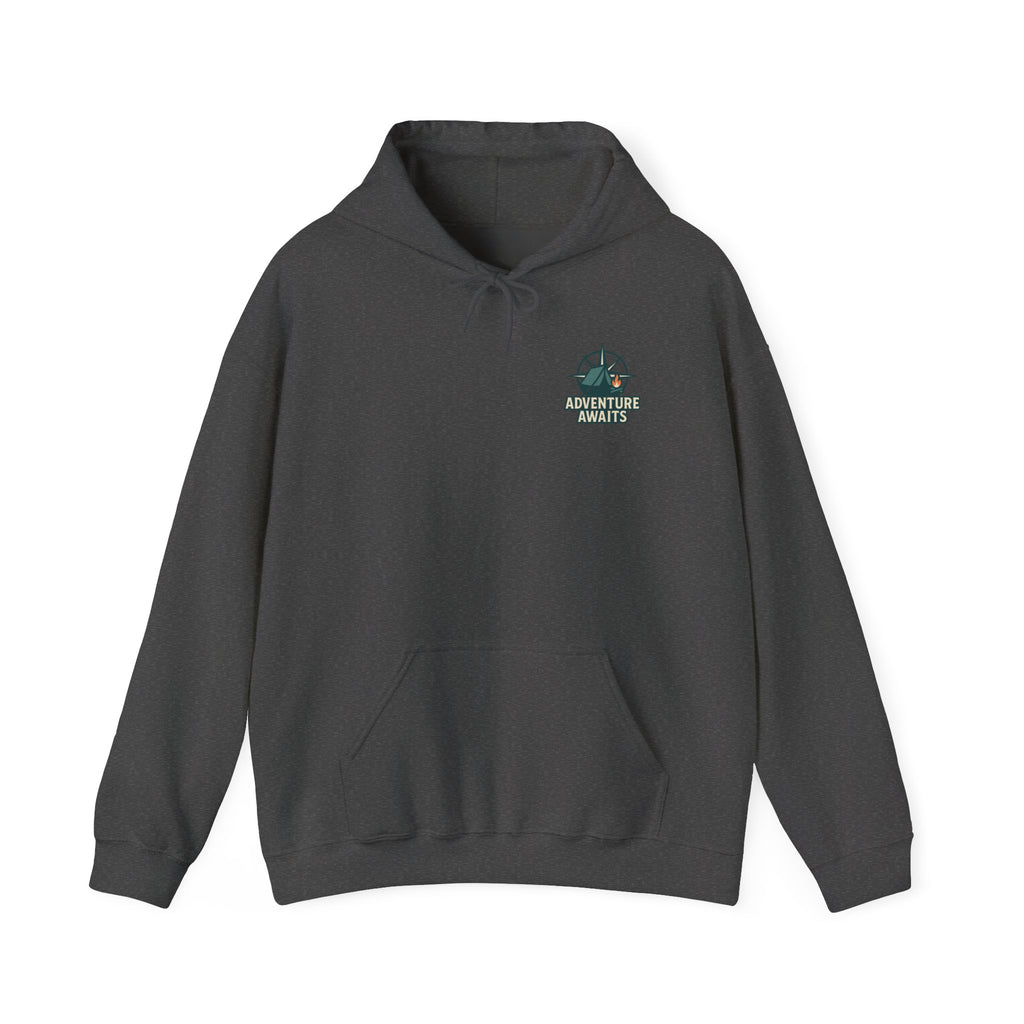 Adventure Awaits Unisex Hoodie - Cozy Outdoor Sweatshirt, Camping Apparel, Gift for Adventure Lovers, Travel Hoodie, Casual Wear
