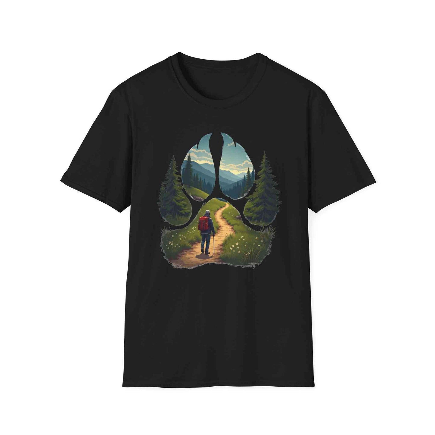Nature Paw-Inspired Adventure T-Shirt, Hiking Gift, Eco-Friendly Tee, Outdoor Lover Shirt, Nature Lover Apparel, Animal Paw Print Shirt