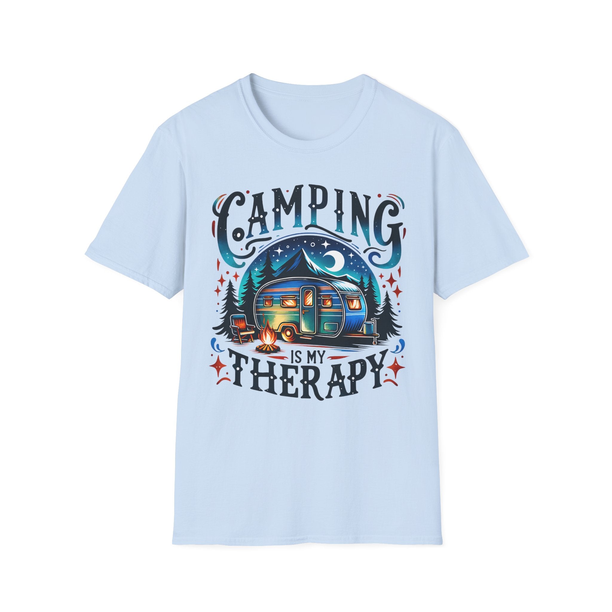 Camping Therapy Unisex T-Shirt - Perfect Gift for Outdoor Enthusiasts, Nature Lovers, Camping Adventures, Hiking Trip, Summer Vibes