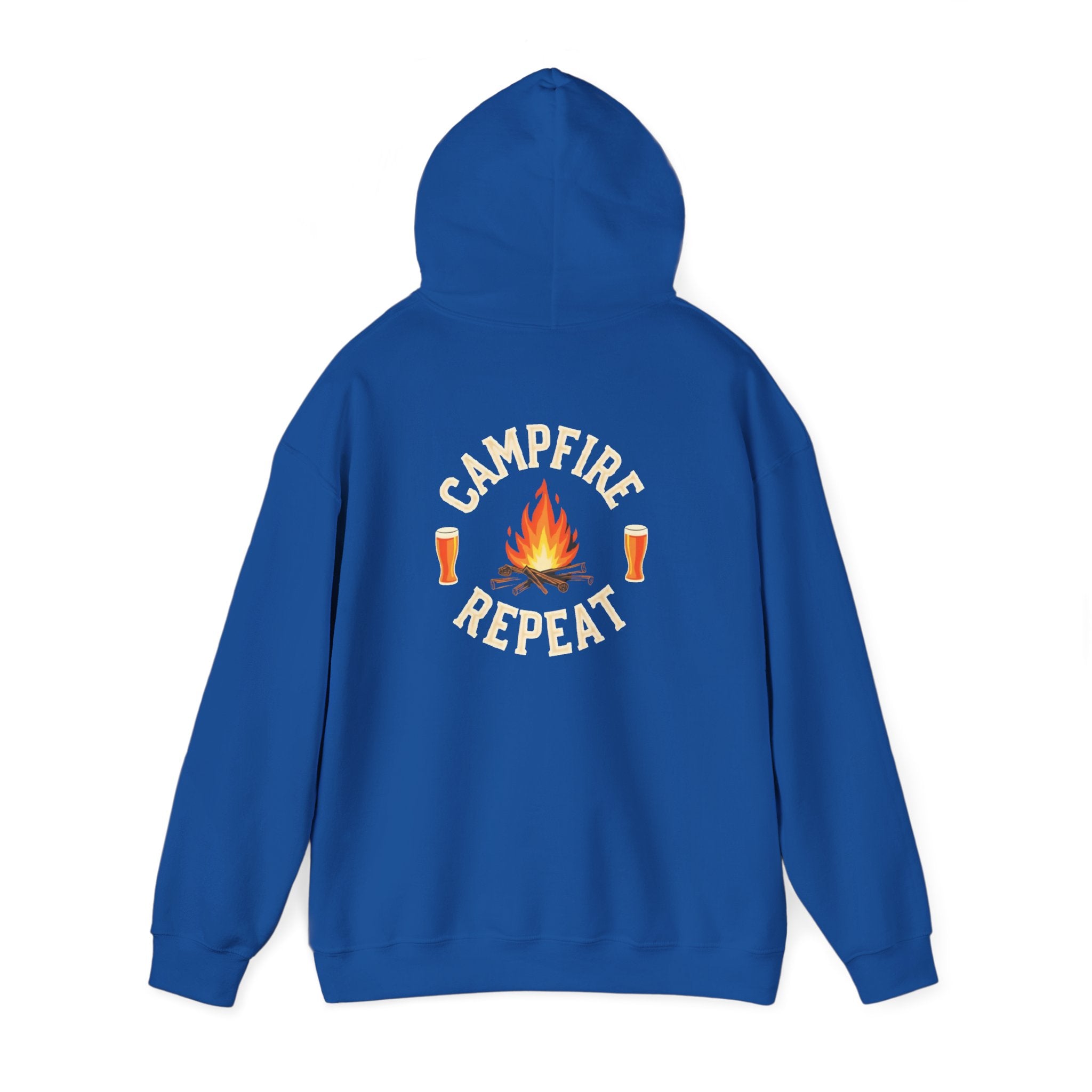 Campfire Repeat Hoodie, Cozy Outdoor Sweatshirt, Unisex Pullover for Camping, Fire Pit Apparel, Gift for Adventurers