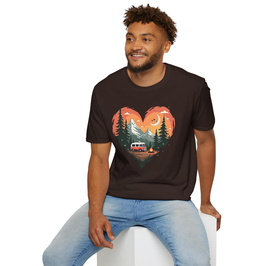 Heart Adventure Unisex T-Shirt - Nature Lovers Gift, Boho Style Tee, Camping Shirt, Travel Enthusiast Apparel, Summer Outdoor Wear