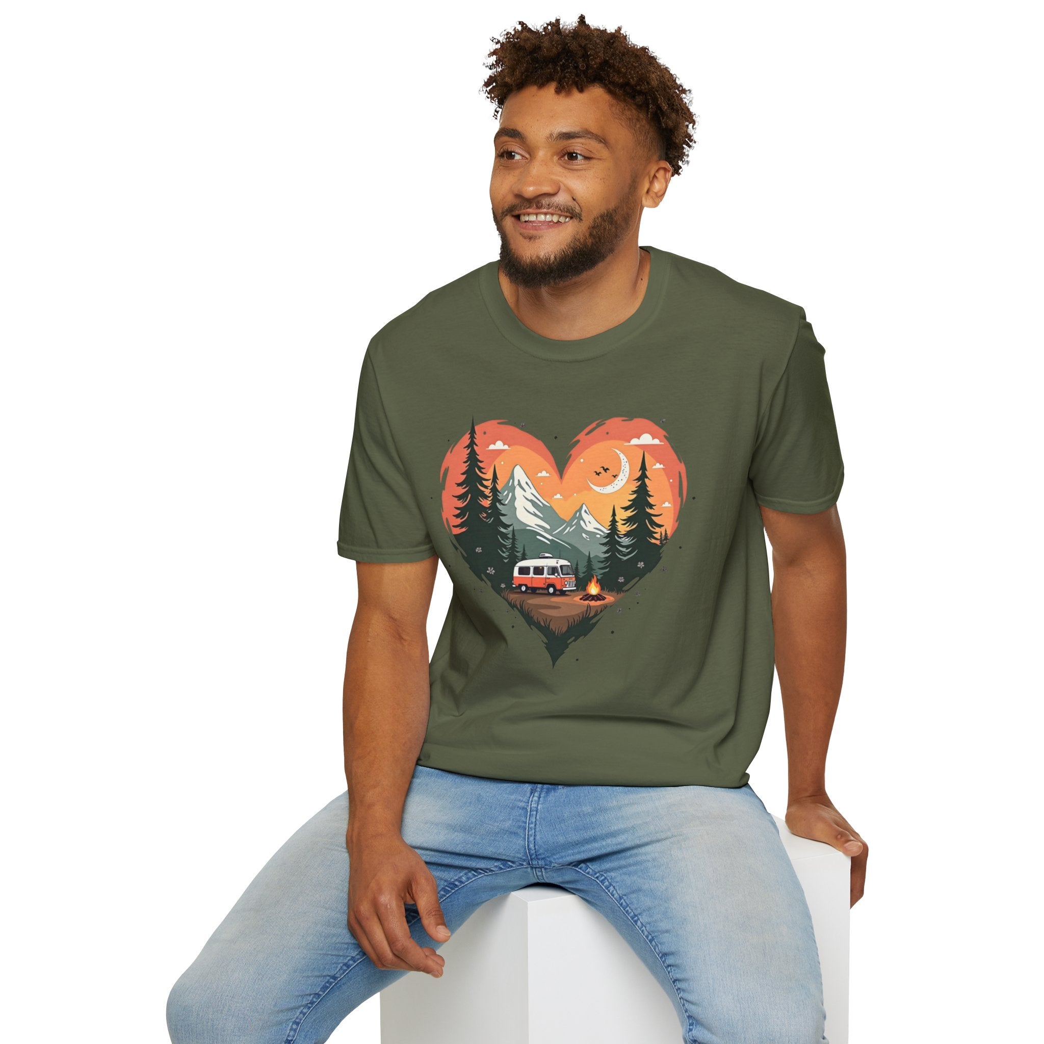 Heart Adventure Unisex T-Shirt - Nature Lovers Gift, Boho Style Tee, Camping Shirt, Travel Enthusiast Apparel, Summer Outdoor Wear
