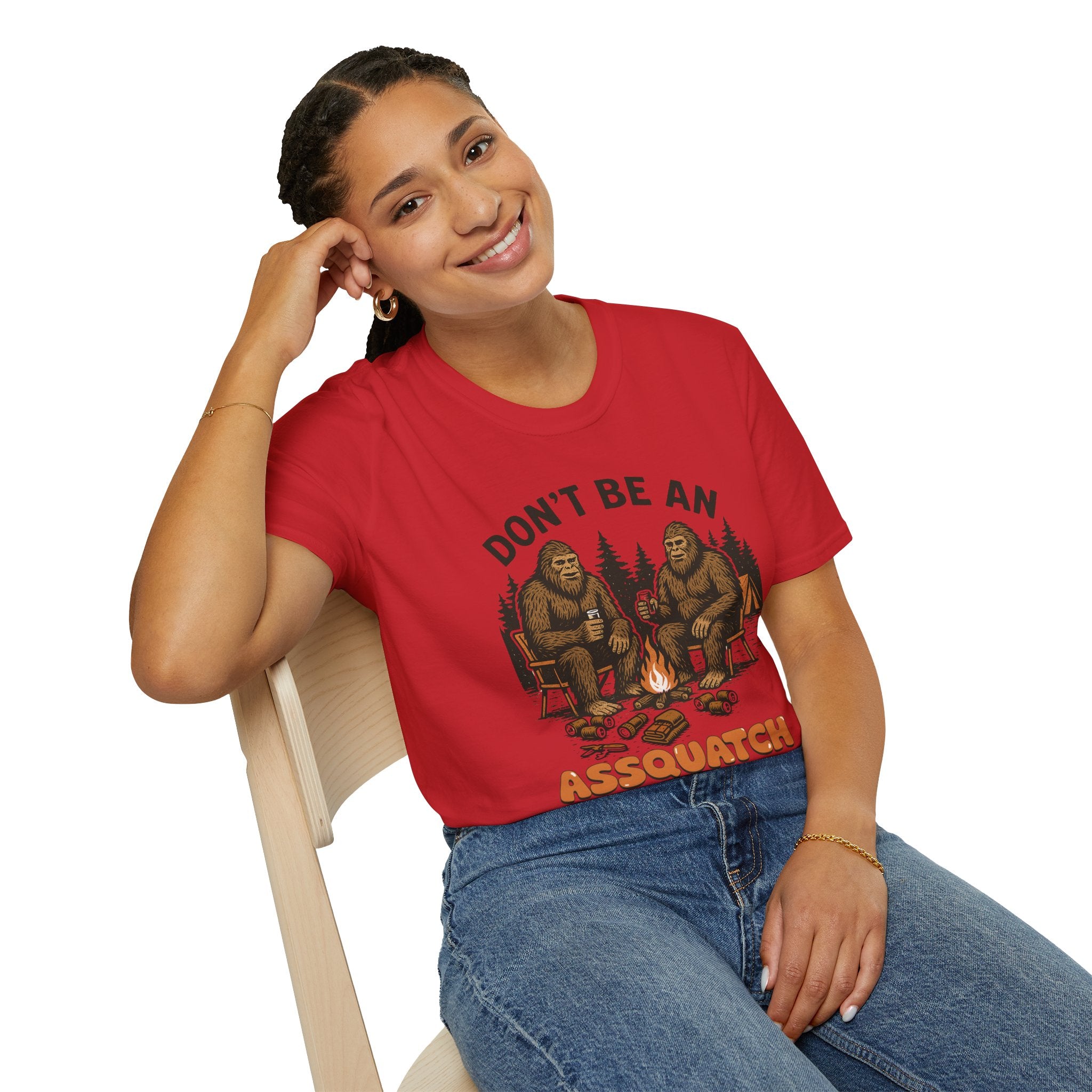Funny Sasquatch Camping T-Shirt, Unisex Outdoors Tee for Nature Lovers, Wildlife Humor Shirt, Great Gift for Friends, Camping Essentials