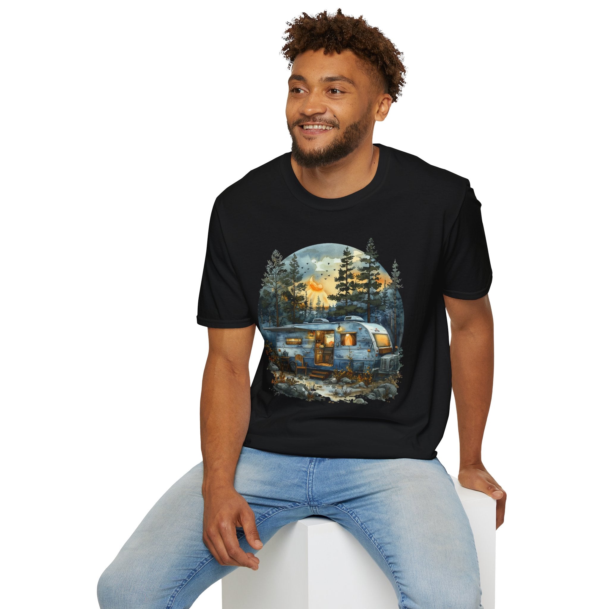 Cozy Camper Unisex Softstyle T-Shirt | Adventure Tee, Nature Lover Gift, Camping Outfit, Summer Vibes, Travel Shirt
