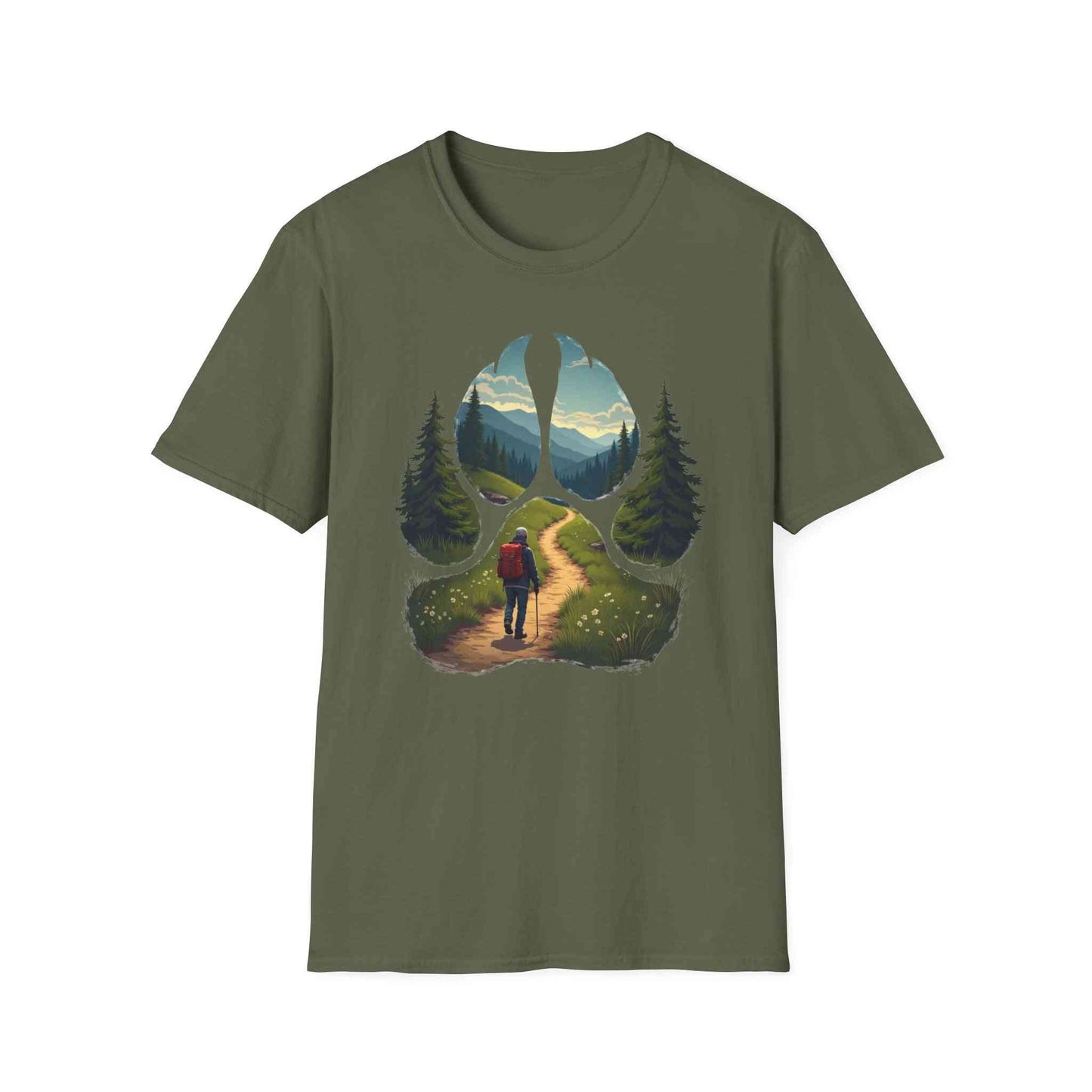 Nature Paw-Inspired Adventure T-Shirt, Hiking Gift, Eco-Friendly Tee, Outdoor Lover Shirt, Nature Lover Apparel, Animal Paw Print Shirt