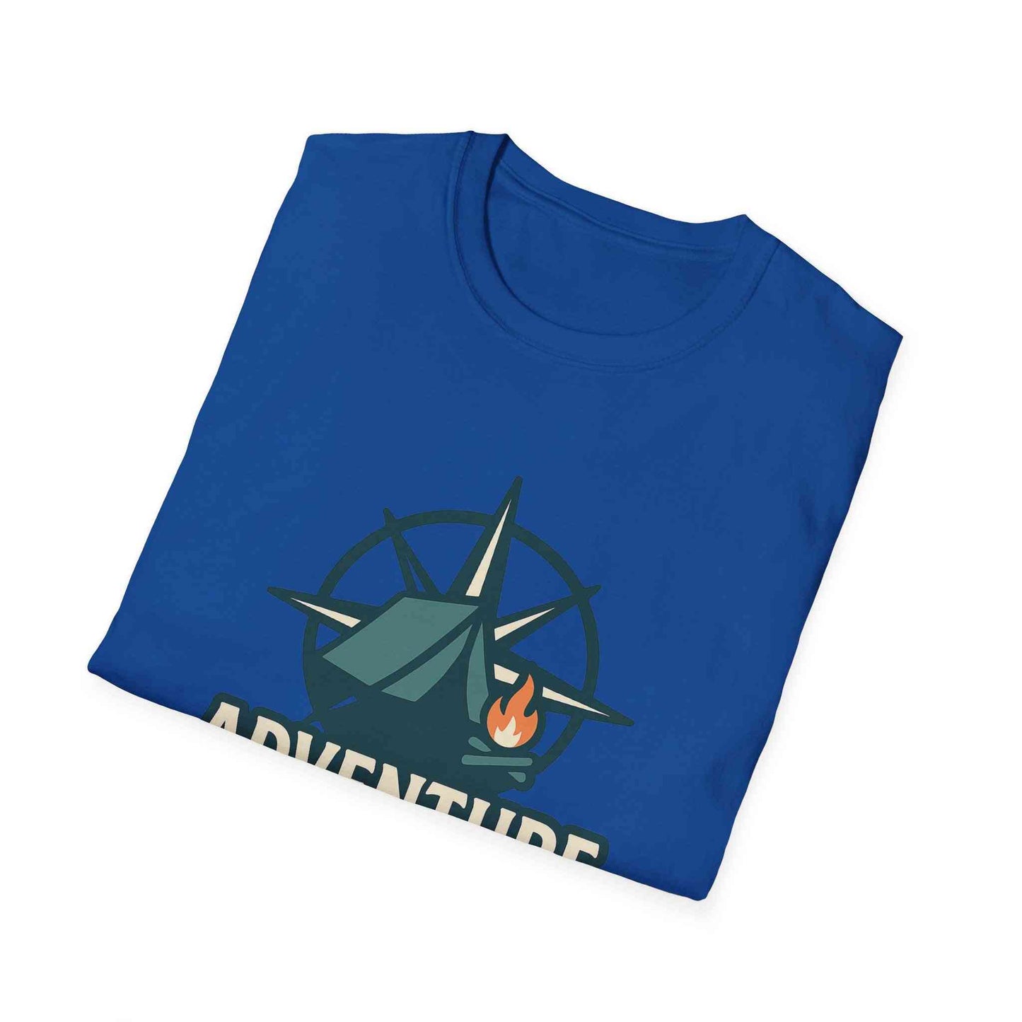 Adventure Awaits Unisex Softstyle T-Shirt, Camping Shirt, Hiking Tee, Outdoor Enthusiast Gift, Adventure Lover Apparel, Travel T-Shirt