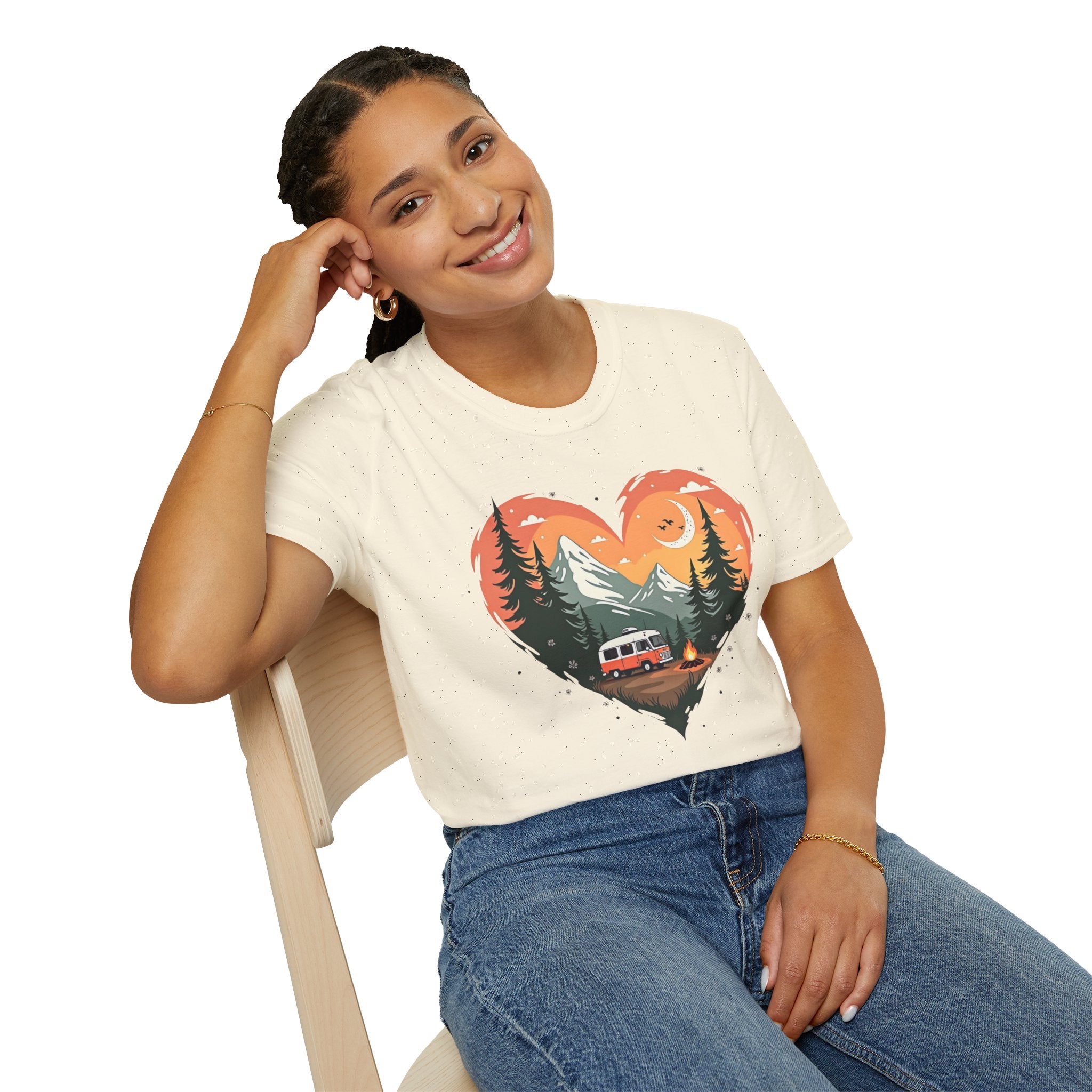 Heart Adventure Unisex T-Shirt - Nature Lovers Gift, Boho Style Tee, Camping Shirt, Travel Enthusiast Apparel, Summer Outdoor Wear