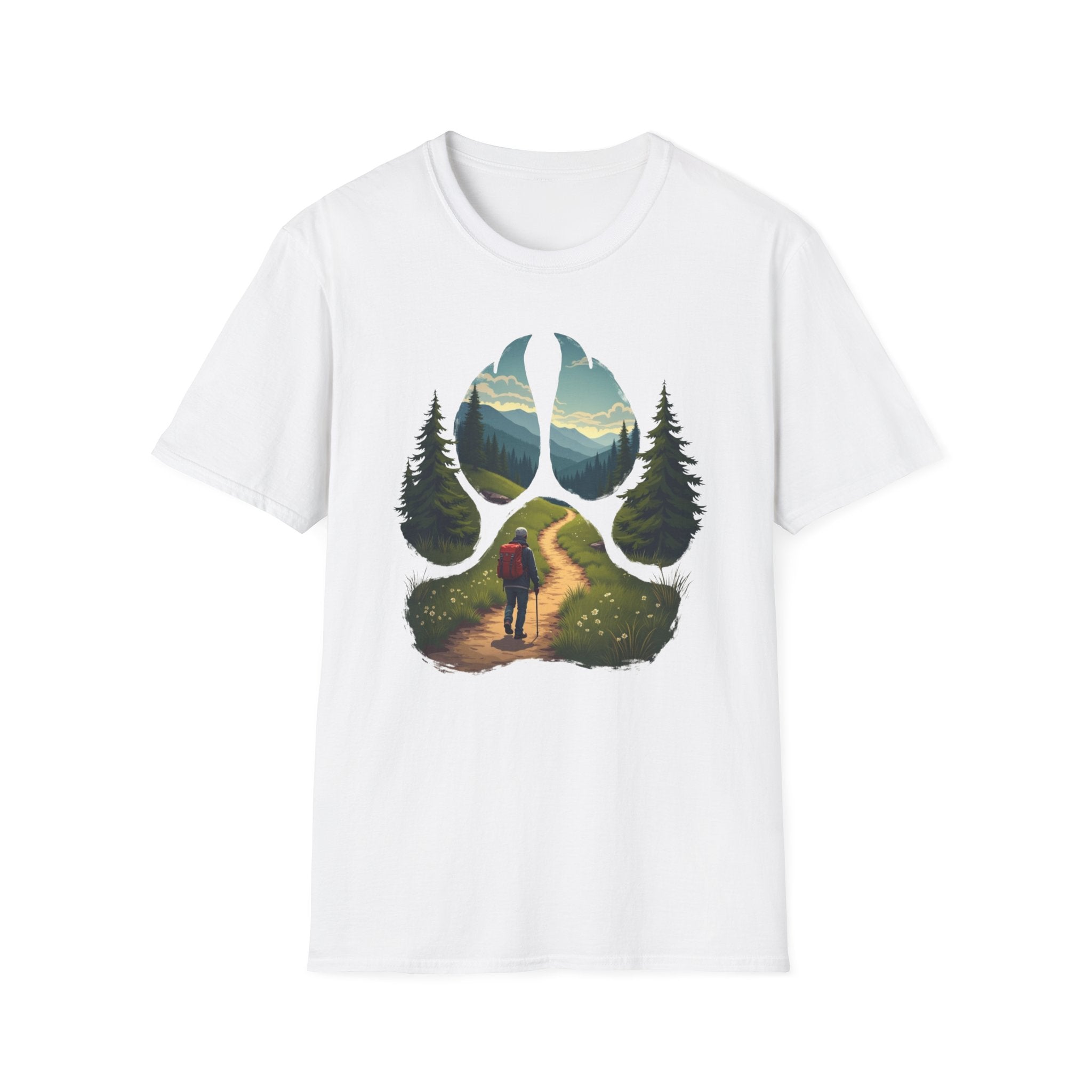 Nature-Inspired Adventure T-Shirt, Hiking Gift, Eco-Friendly Tee, Outdoor Lover Shirt, Nature Lover Apparel, Animal Paw Print Shirt